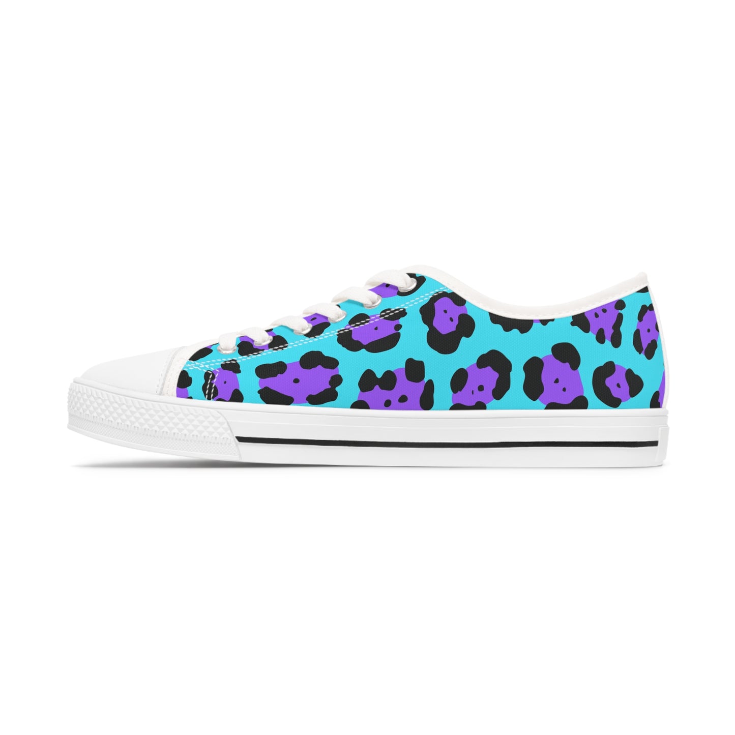 Women's Low Top Sneakers, aqua, Purple Leopard