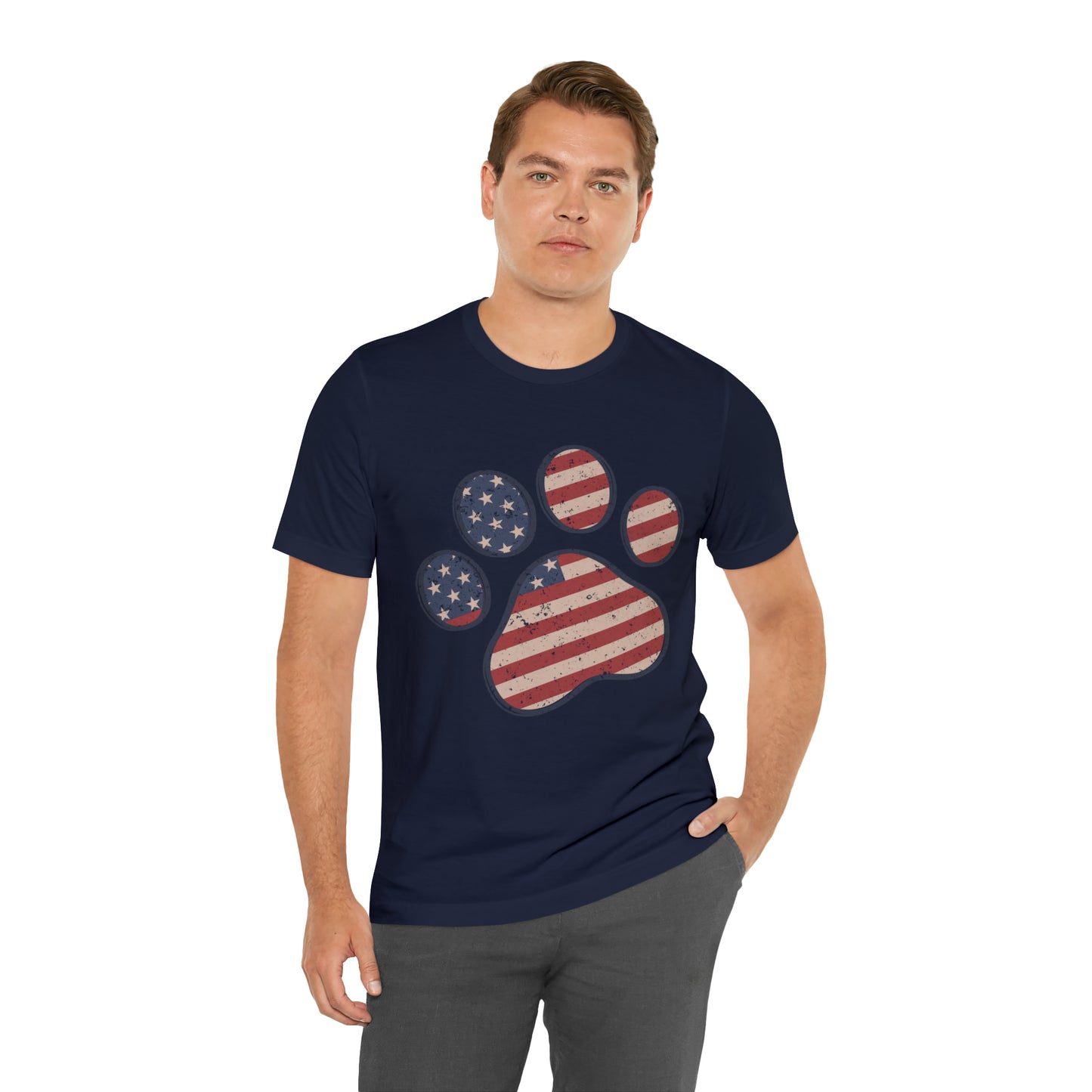4th of July Pawprint Unisex Jersey Short Sleeve Tee Patriotic American Flag