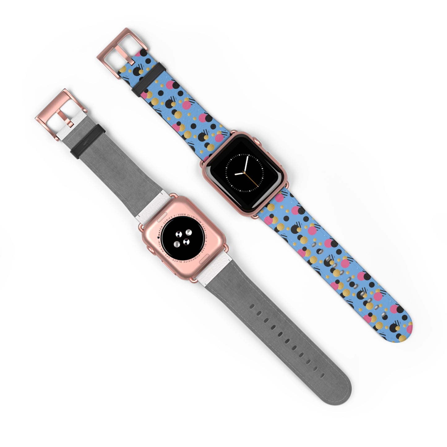 Pink Black Gold Polka Dot light Blue Apple Watch Band