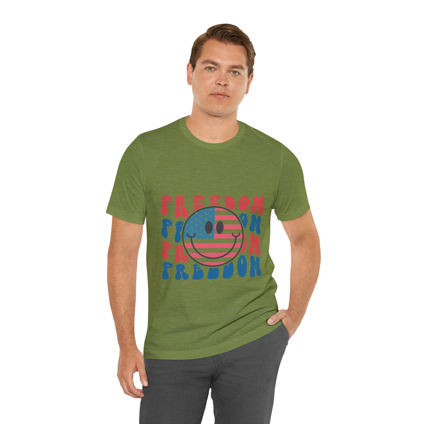 Freedom Smiley Face Flag Unisex Jersey Short Sleeve Tee Patriotic American Flag