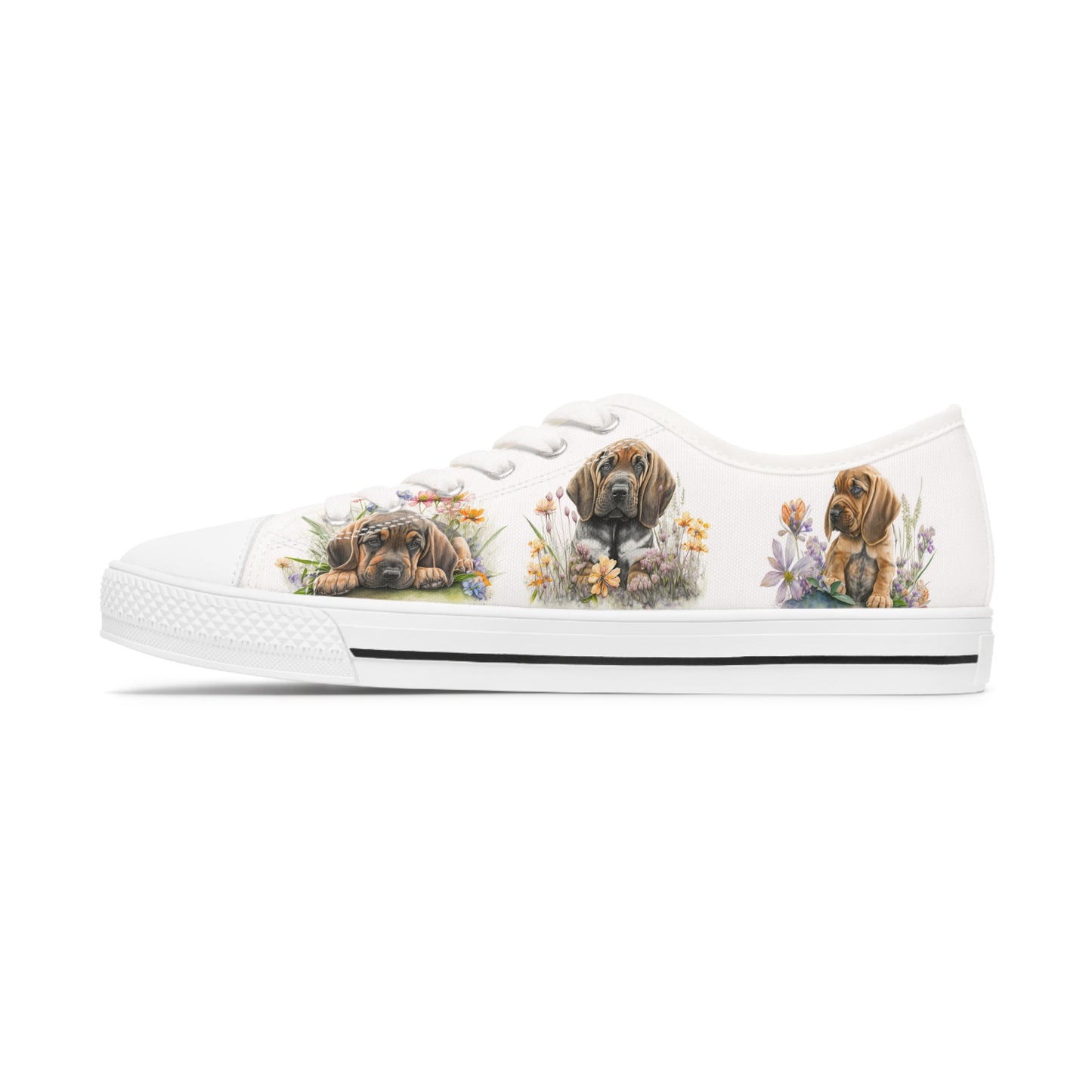 Women's Low Top Sneakers, Bloodhound, Puppy