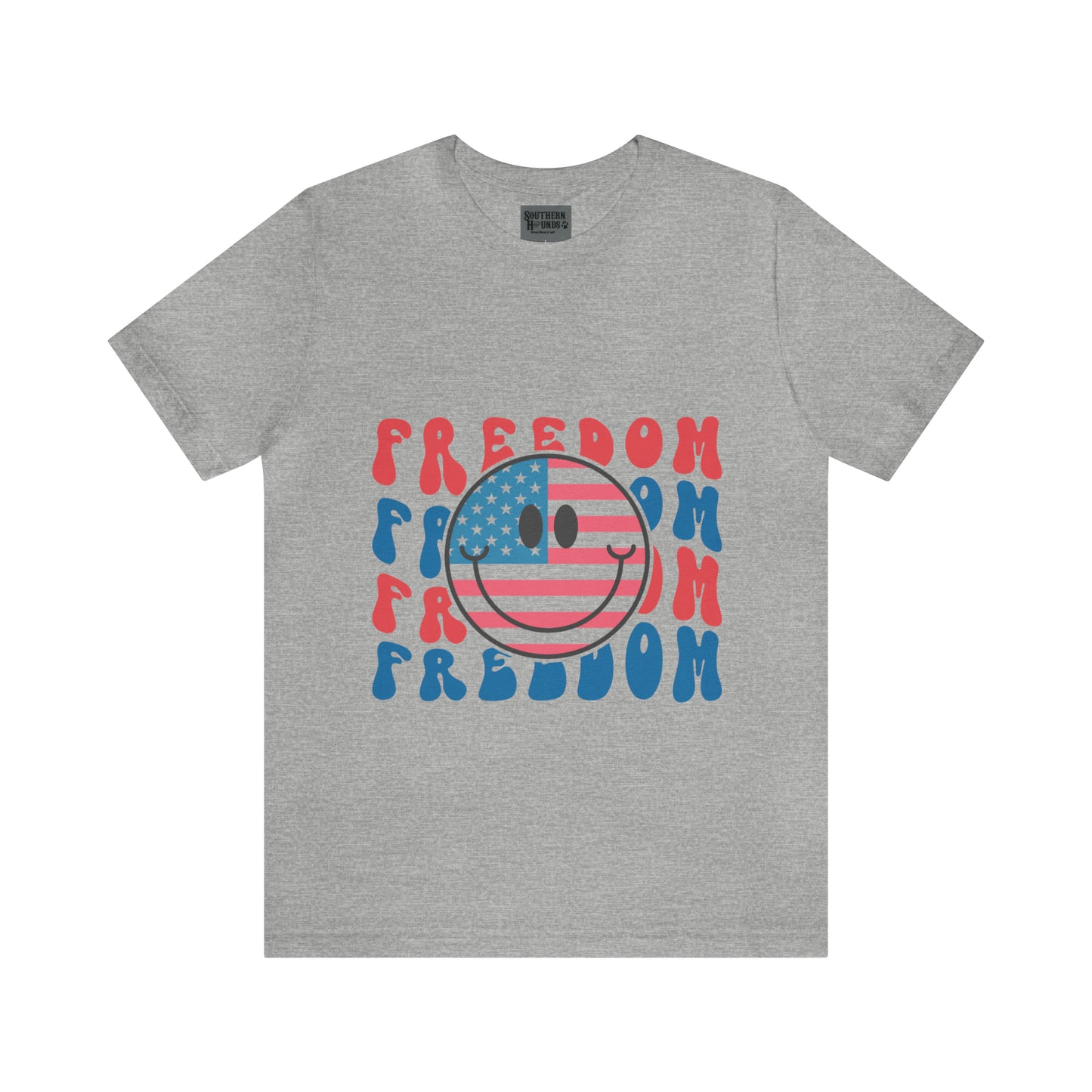 Freedom Smiley Face Flag Unisex Jersey Short Sleeve Tee Patriotic American Flag
