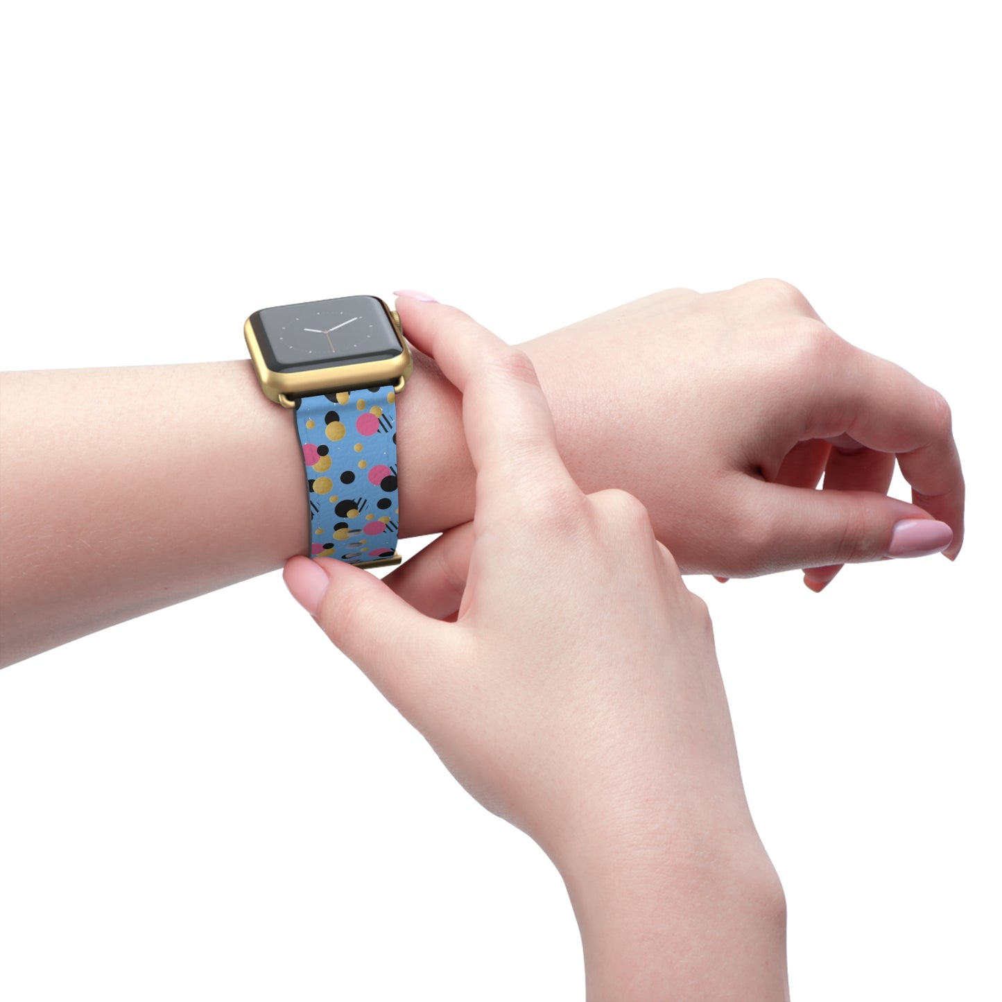 Pink Black Gold Polka Dot light Blue Apple Watch Band