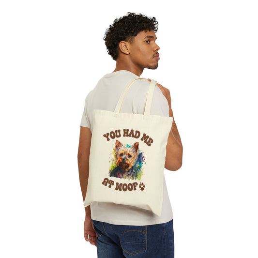 Yorkie Cotton Canvas Tote Bag Yorkshire Terrier bag