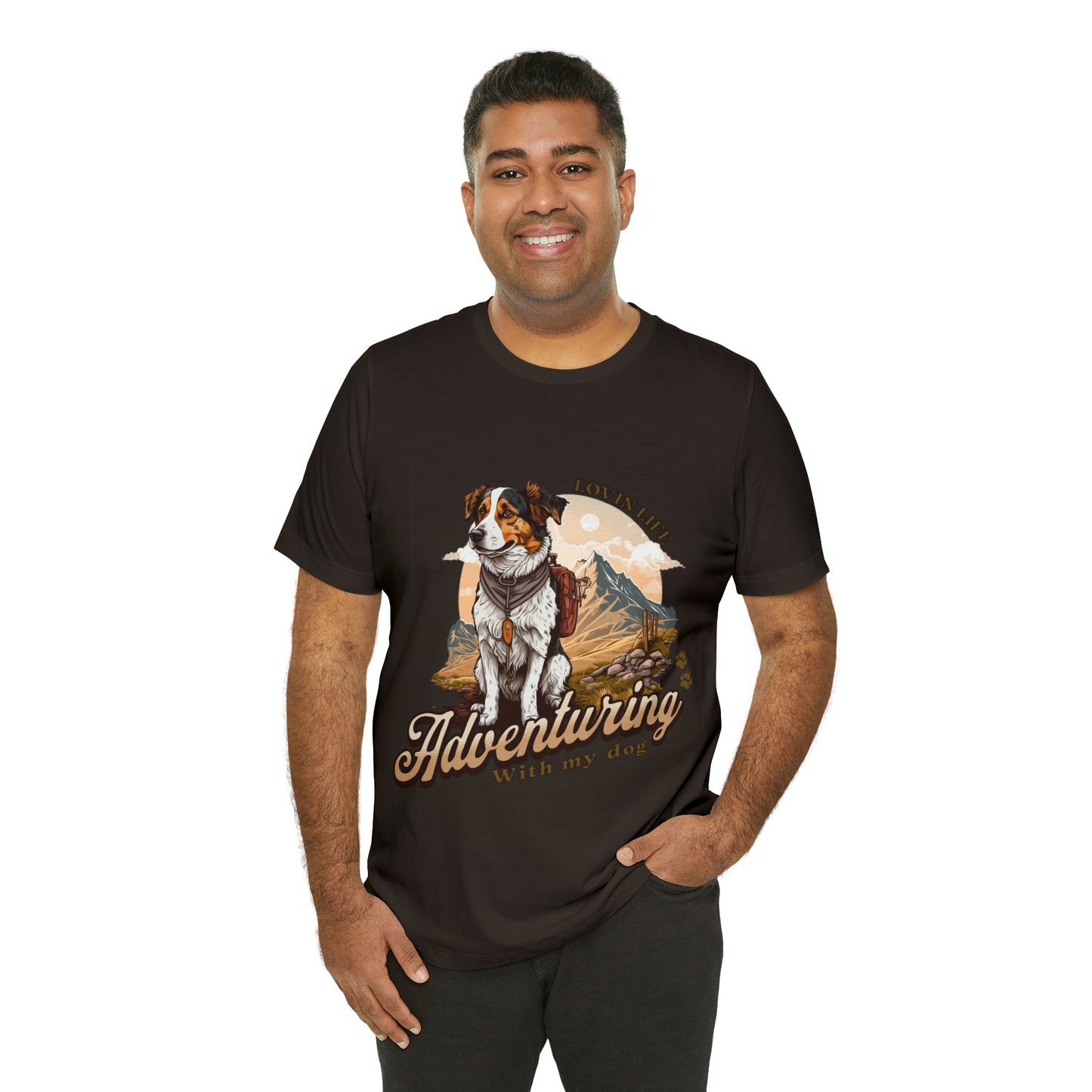 Adventuring with my Dog Short Sleeve Tee, Vintage Outdoor theme