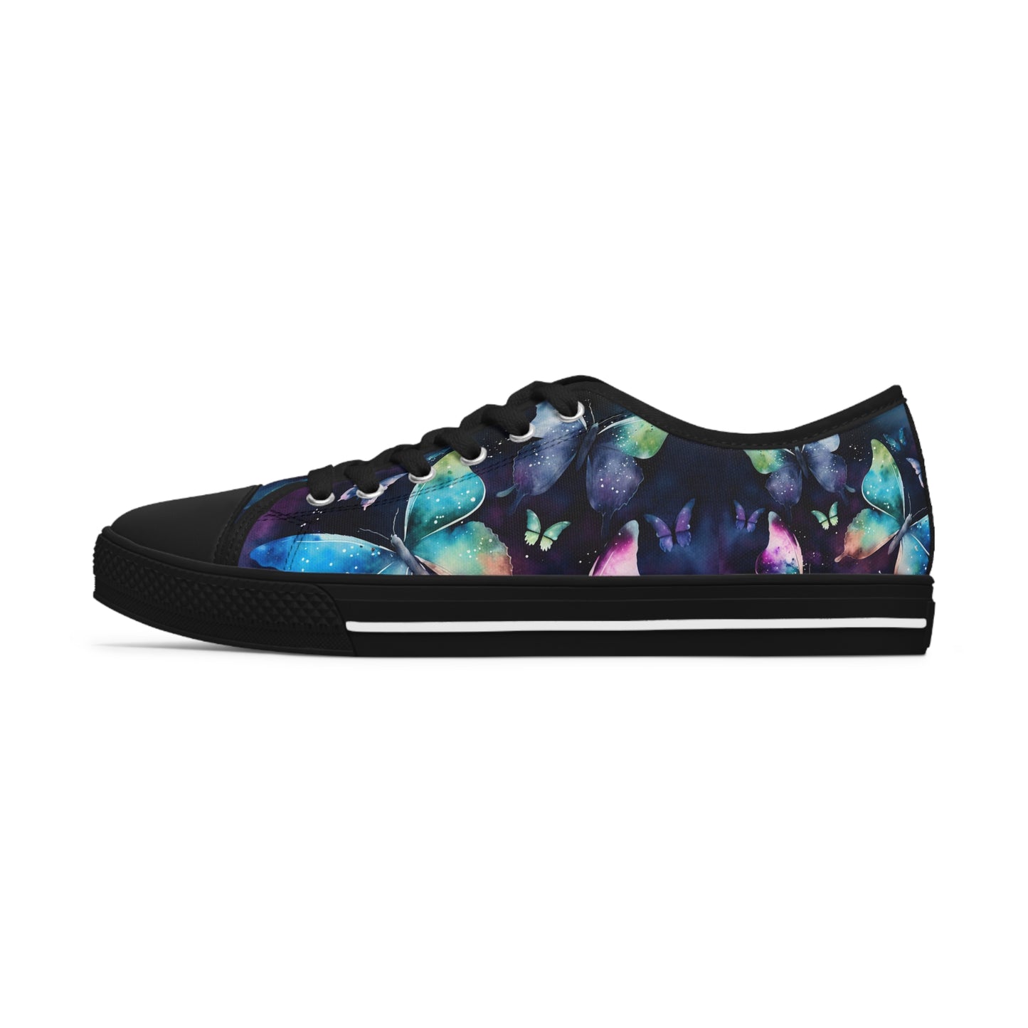 Women's Low Top Sneakers, watercolor butterfly, multi-color