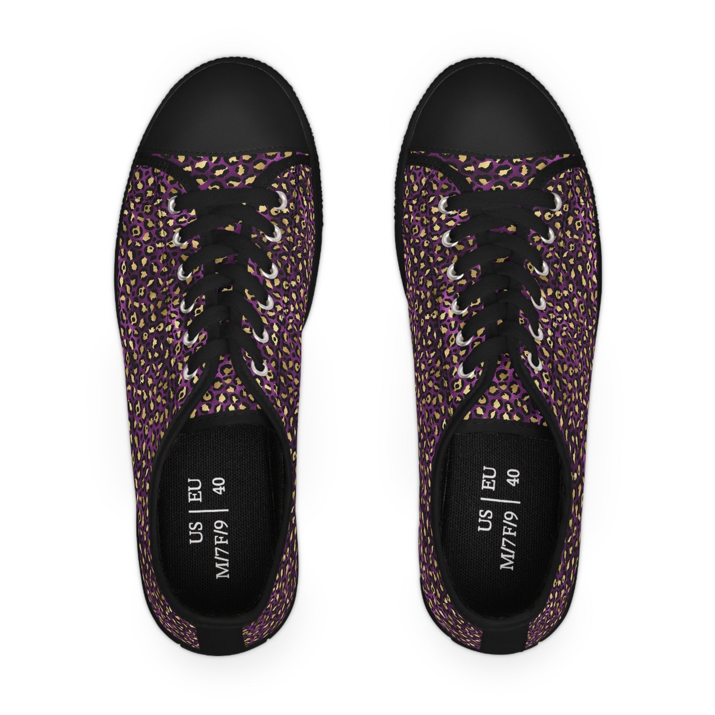 Women's Low Top Purple and gold Leopard Print Sneakers