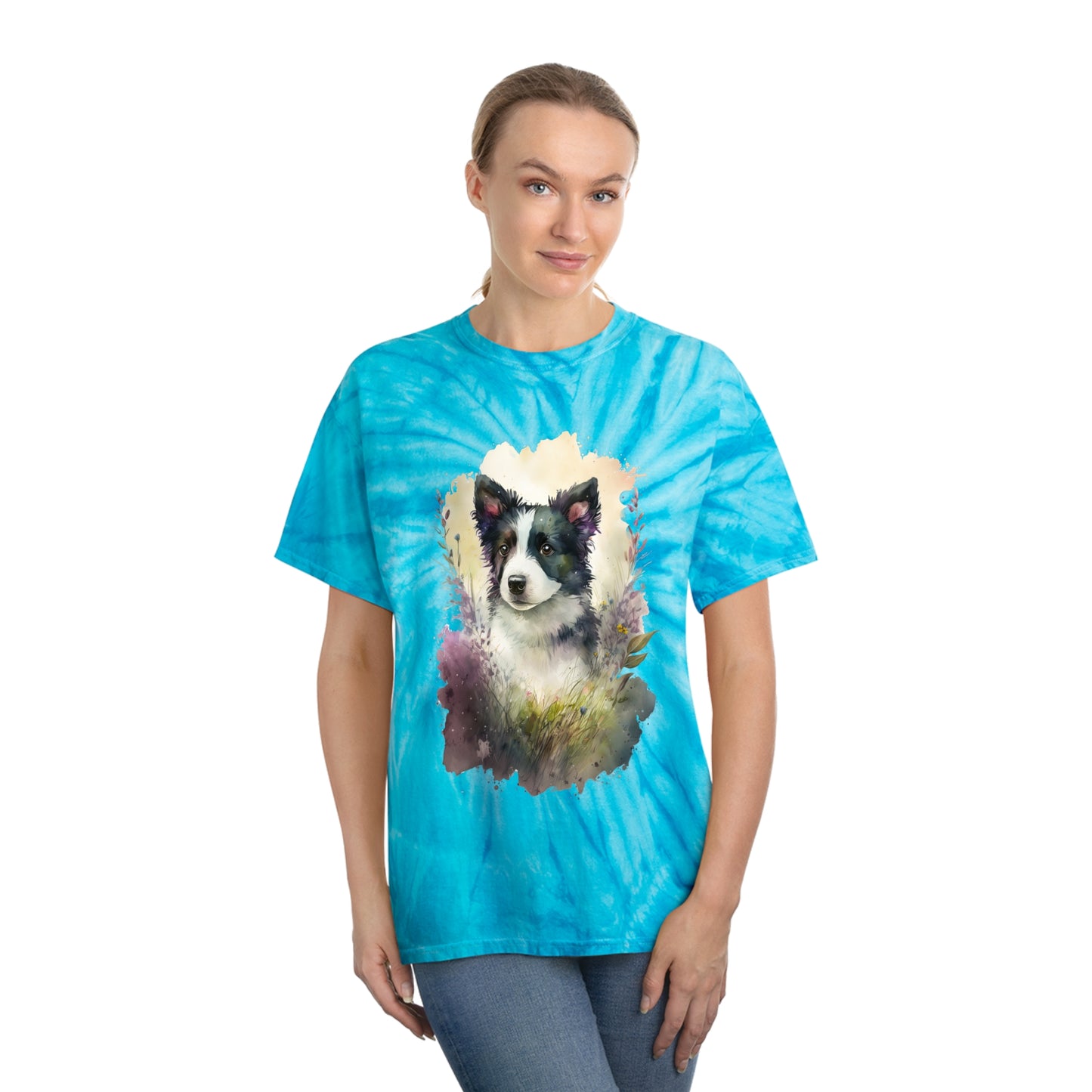 Border Collie pawprint Love Tie-Dye Tee, Cyclone