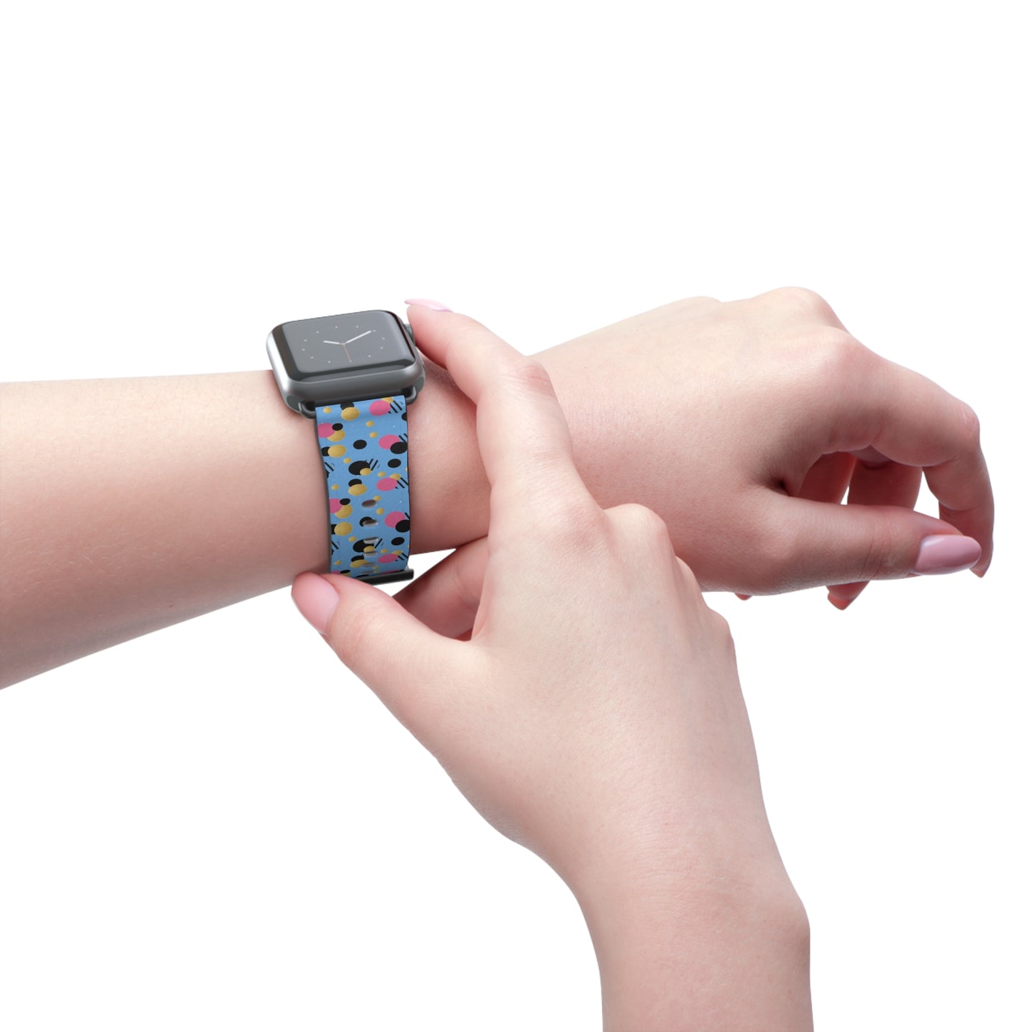 Pink Black Gold Polka Dot light Blue Apple Watch Band