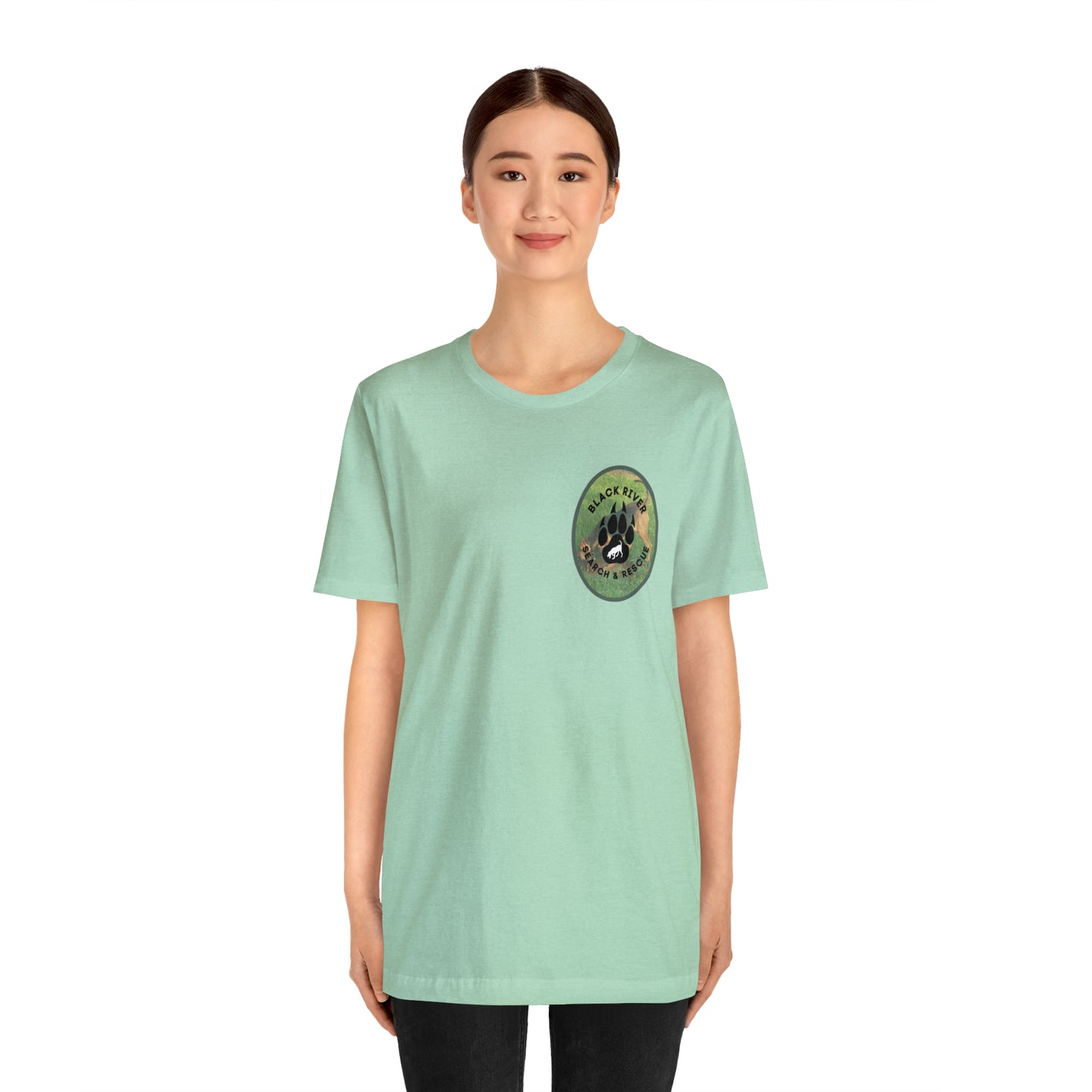 Black River Search & Rescue Logo with Lucy Unisex Jersey Short Sleeve Tee