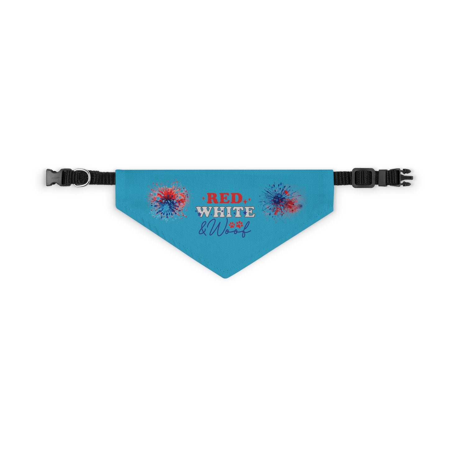 Turquoise 4th of July Patriotic Pet Bandana Collar Red White and Woof