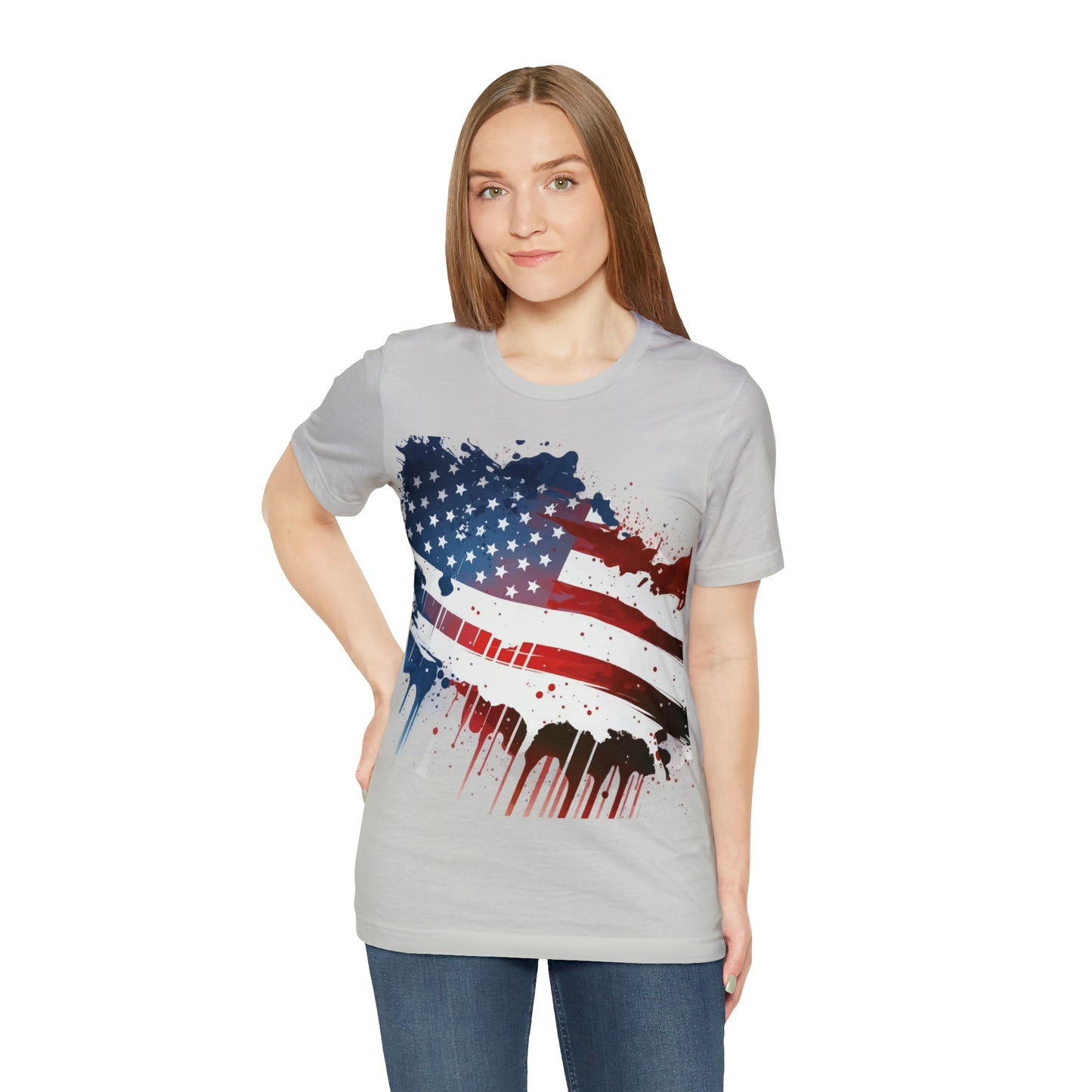 American Flag Unisex Jersey Short Sleeve Tee Patriotic July 4th