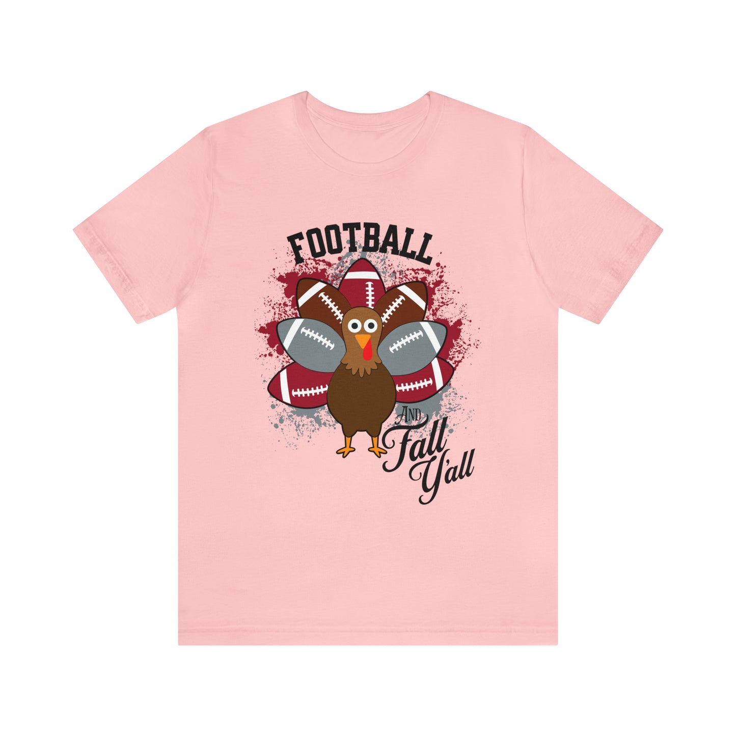 Custom Crimson and Gray Football and Fall Short Sleeve Tee, Football and turkey shirt, Alabama