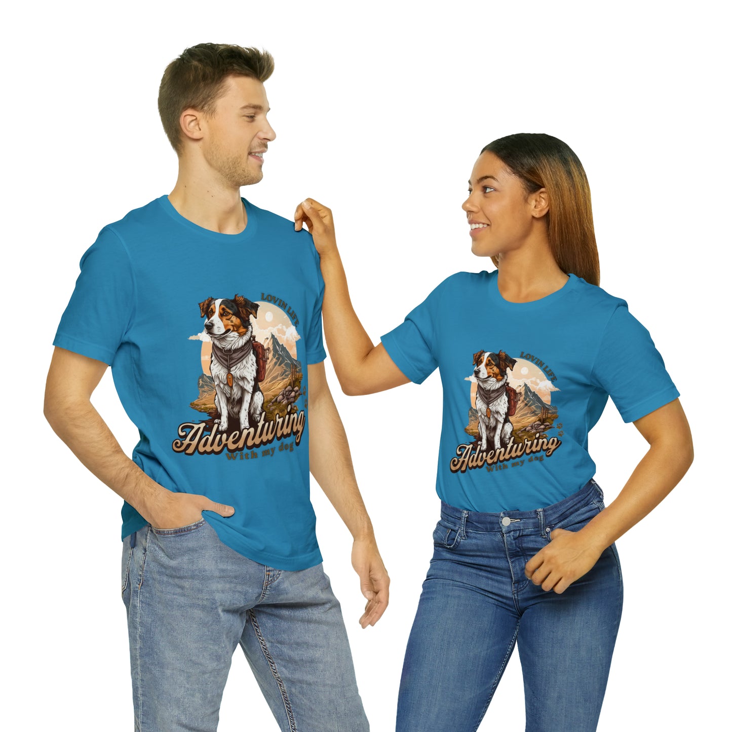 Adventuring with my Dog Short Sleeve Tee, Vintage Outdoor theme