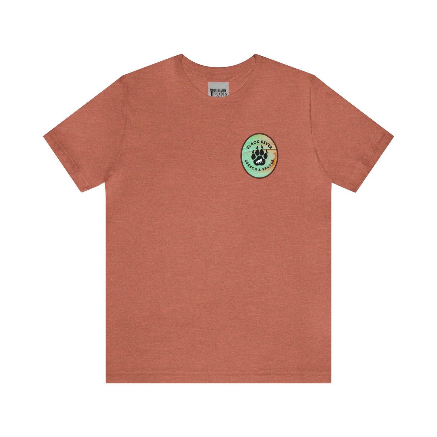 Green and Peach Marble Black River Search & Rescue Logo Unisex Jersey Short Sleeve Tee