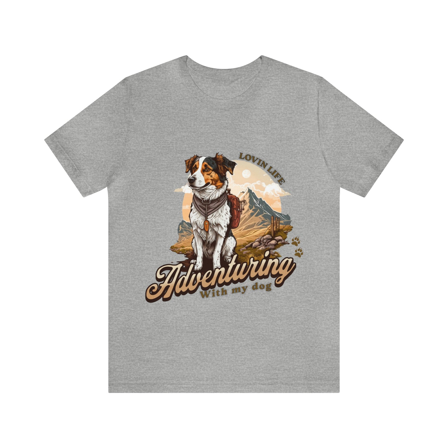 Adventuring with my Dog Short Sleeve Tee, Vintage Outdoor theme