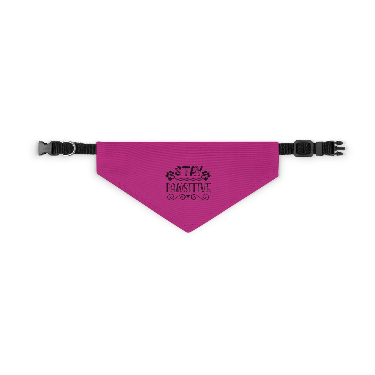 Pet Bandana Collar, Stay Pawsitive, Hot Pink