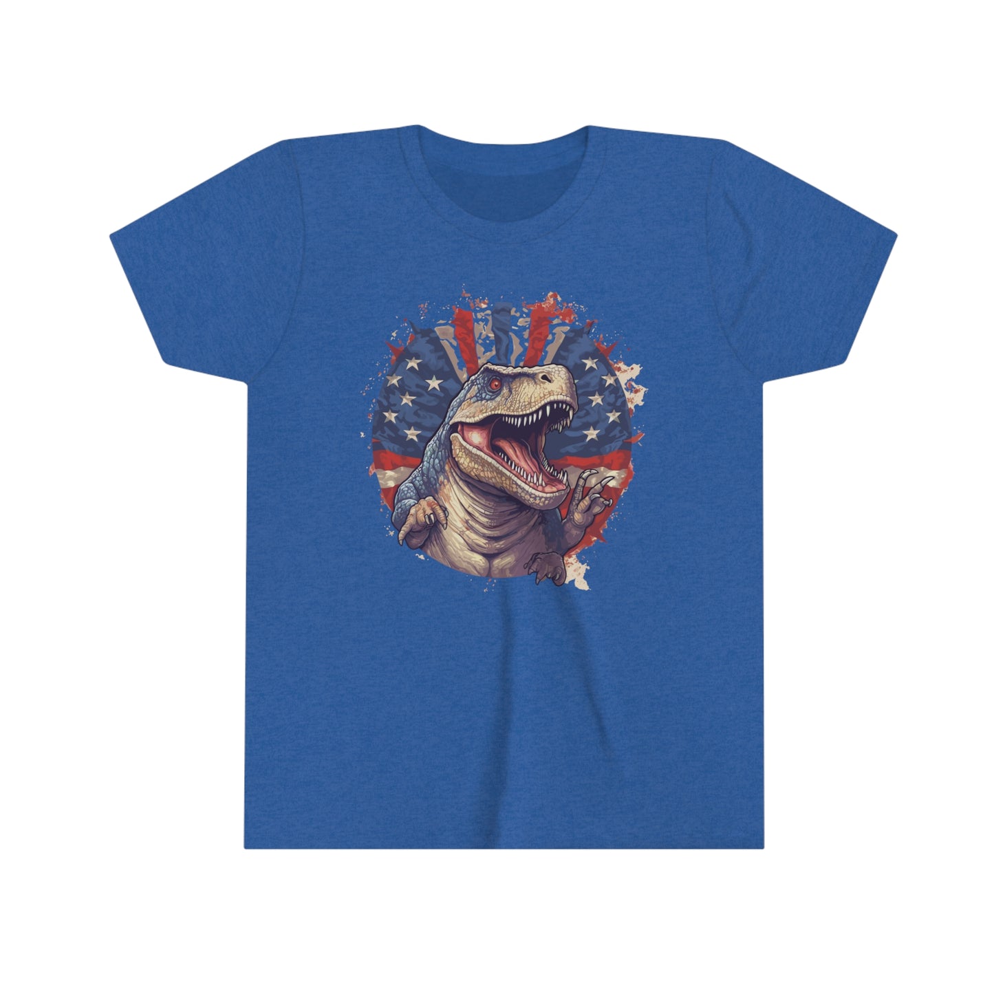 T-Rex July 4th Youth Short Sleeve Tee Patriotic American Flag Dinosaur t-shirt