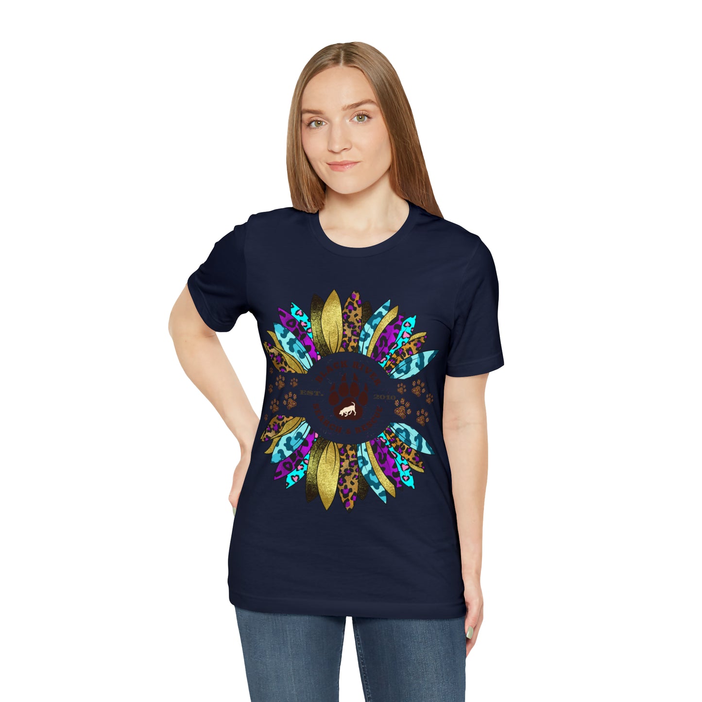 Black River Search & Rescue Logo Multicolor Sunflower Unisex Jersey Short Sleeve Tee