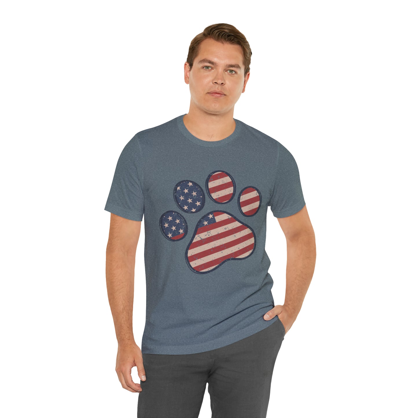 4th of July Pawprint Unisex Jersey Short Sleeve Tee Patriotic American Flag