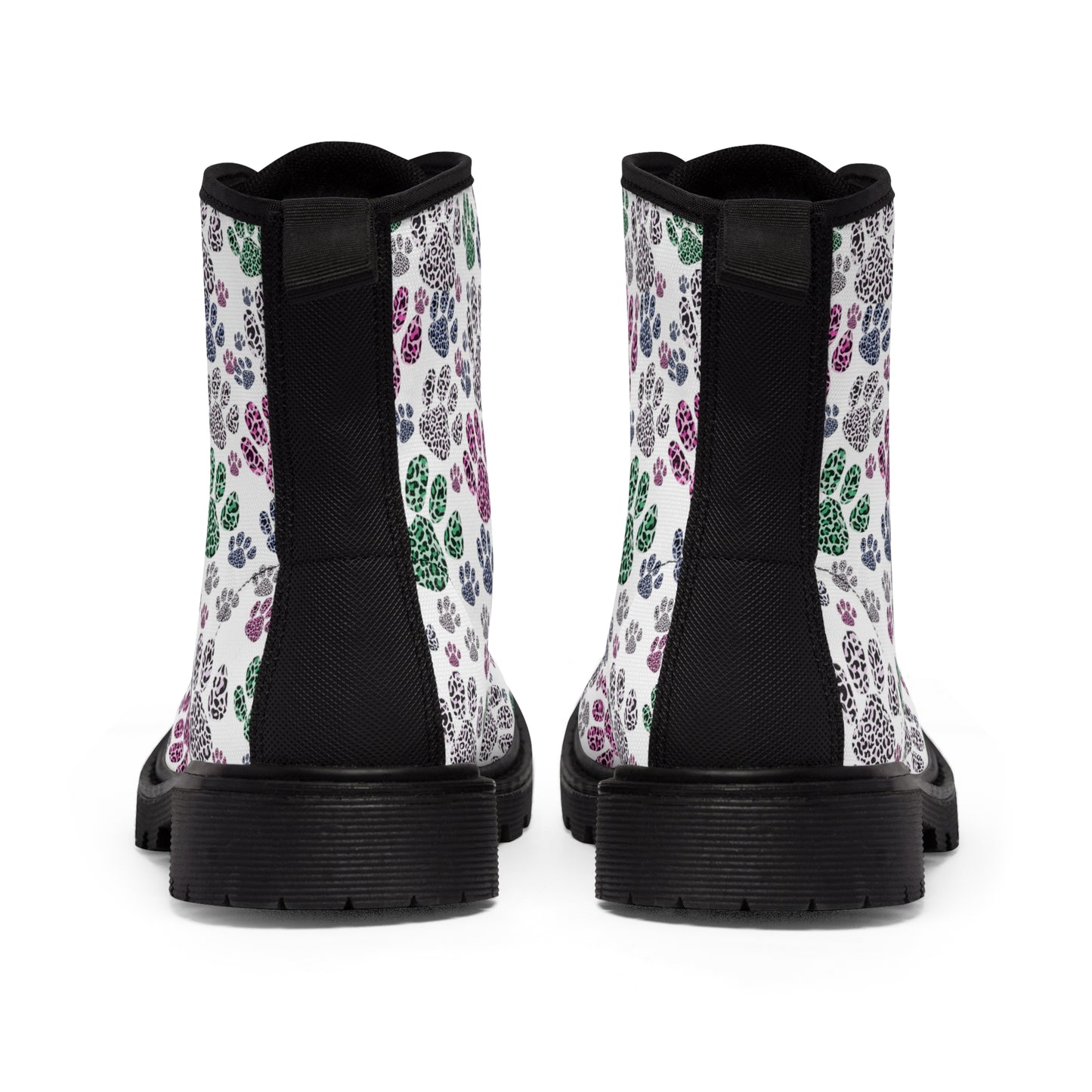 Women's Canvas Boots Leopard paw prints multicolor