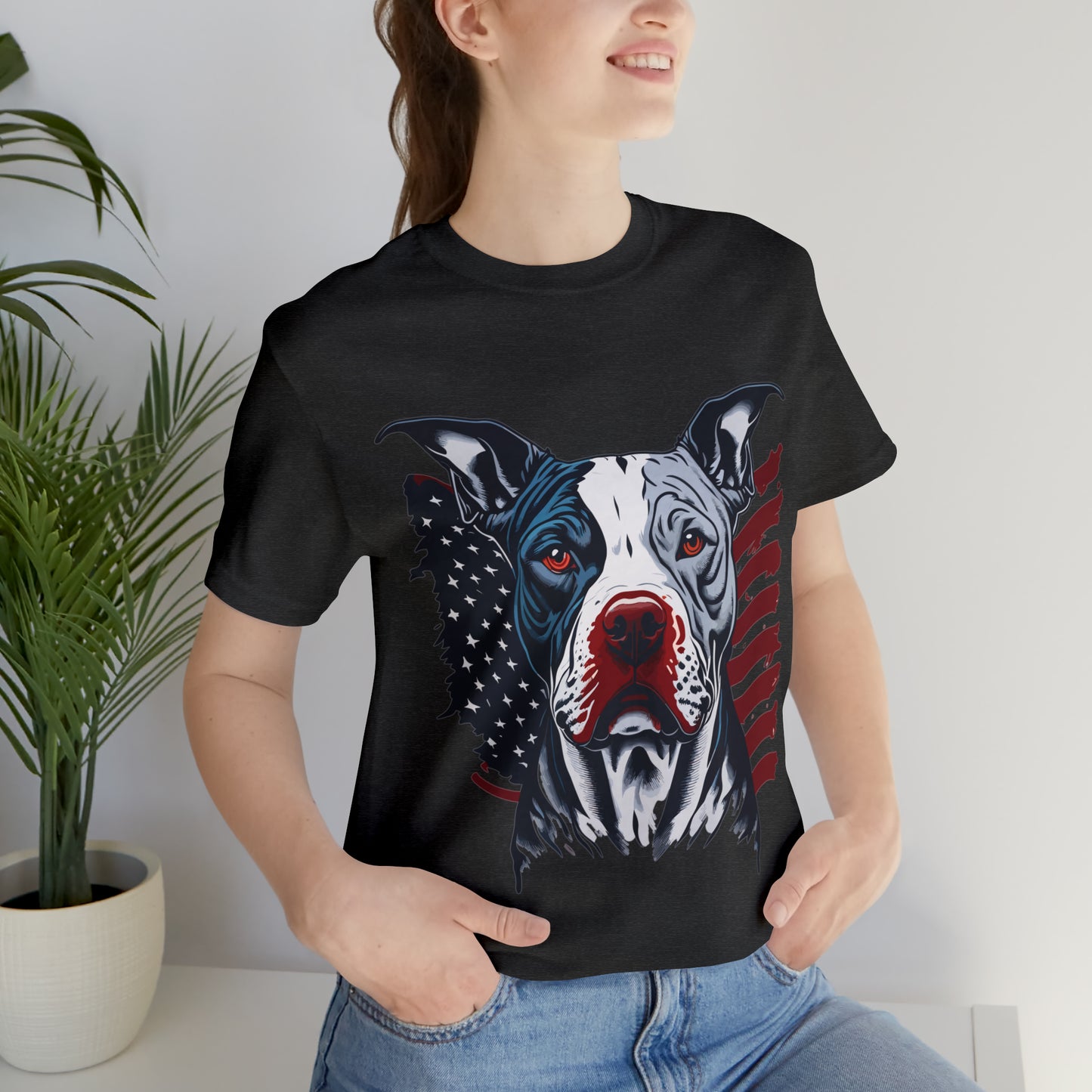 Pit bull 4th of July Unisex Jersey Short Sleeve Tee Patriotic