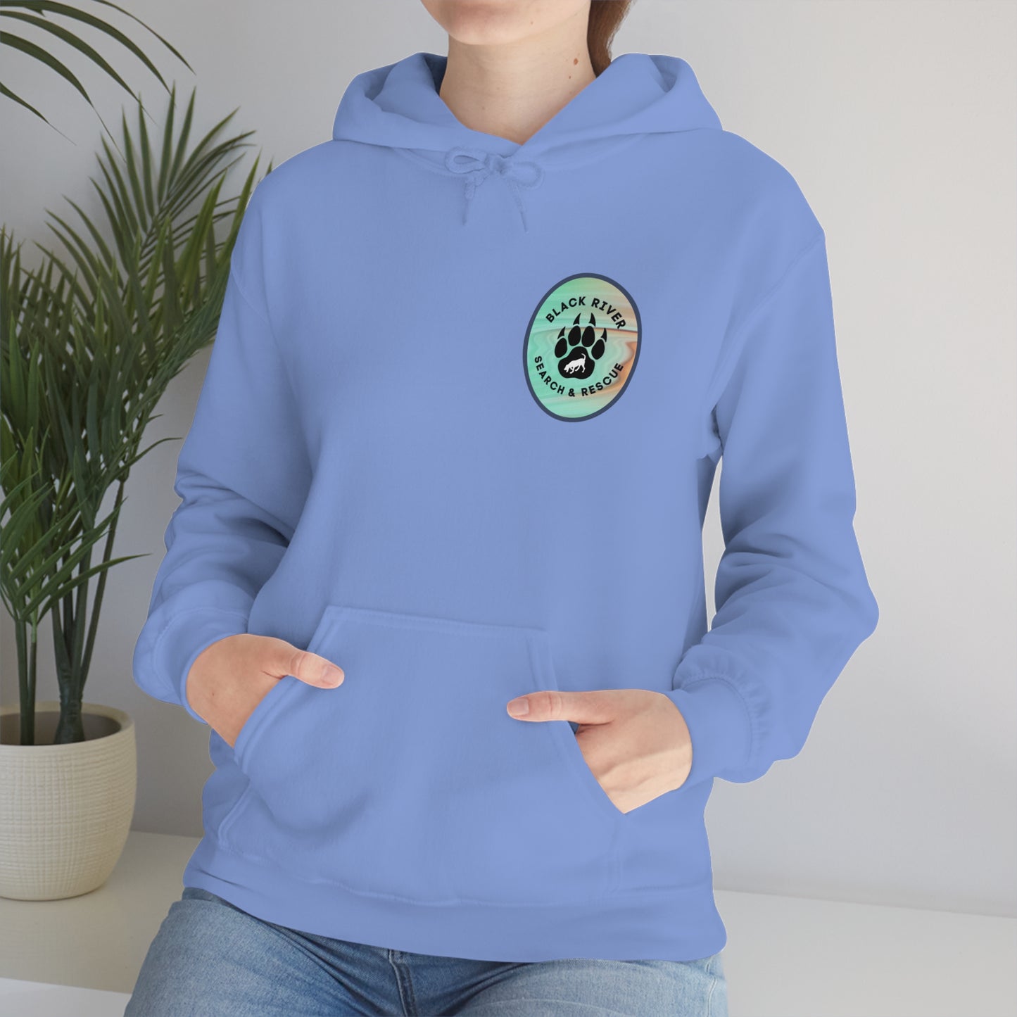 Green and Peach Marble Black River Search & Rescue Logo Unisex Heavy Blend™ Hooded Sweatshirt