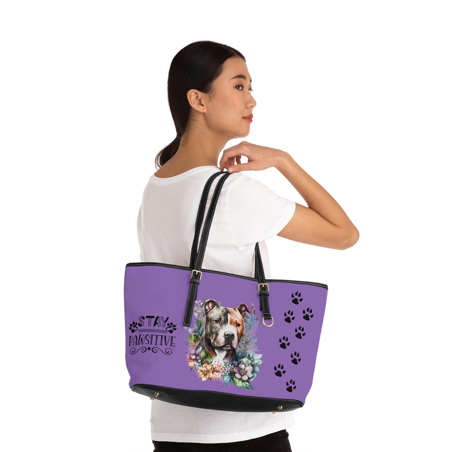 Light Purple Pitbull Leather Shoulder Bag You had me at Woof Stay Pawsitive