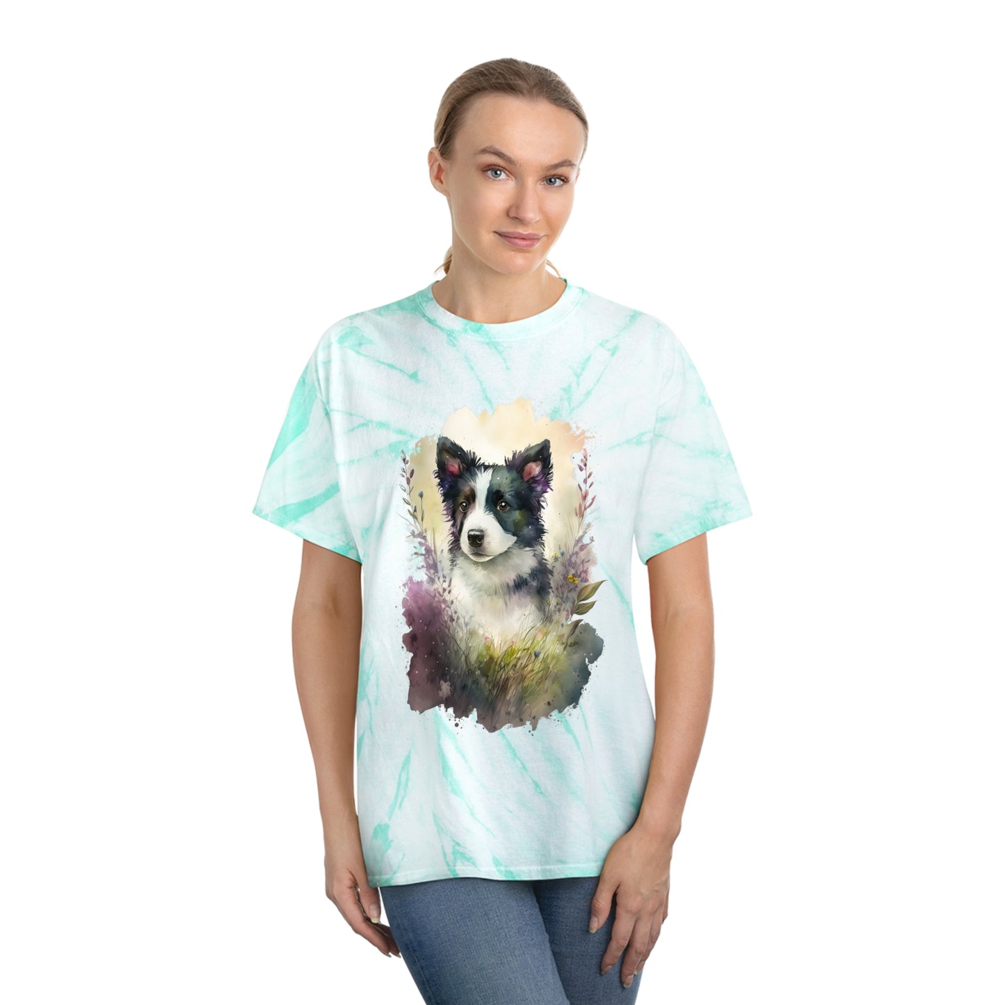 Border Collie pawprint Love Tie-Dye Tee, Cyclone
