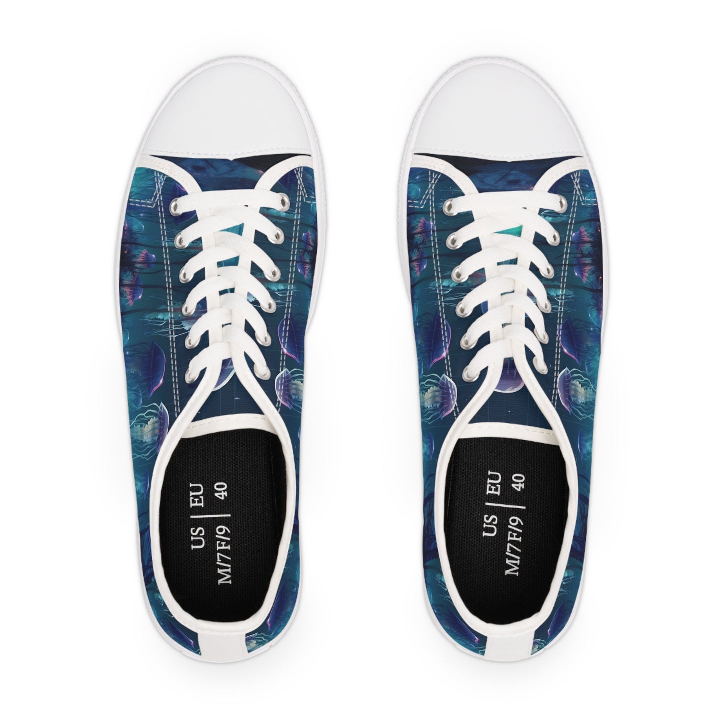 Women's Low Top Sneakers, Jellyfish, Under sea