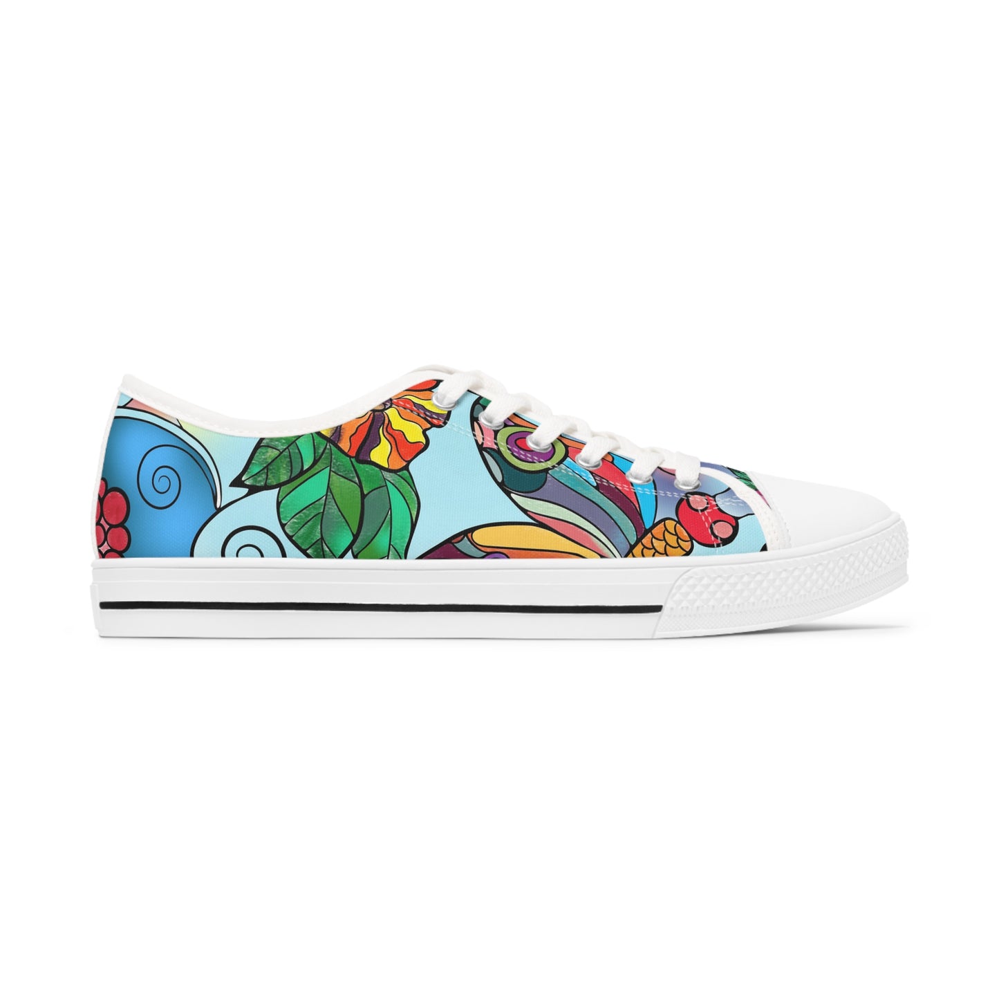 Women's Low Top Sneakers, Butterfly, Flower, Colorful, dragonfly