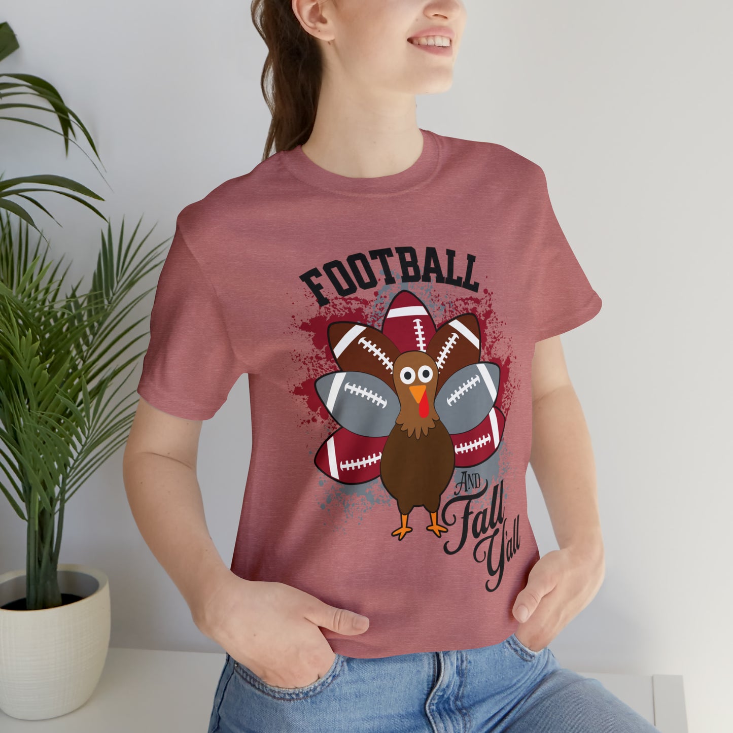 Custom Crimson and Gray Football and Fall Short Sleeve Tee, Football and turkey shirt, Alabama