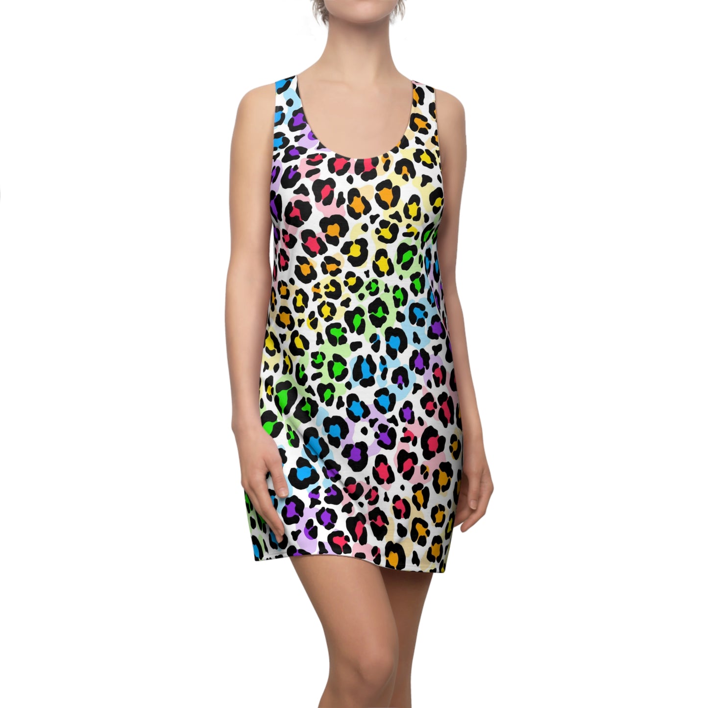 Women's Cut & Sew Racerback Dress Multicolor Leopard Print