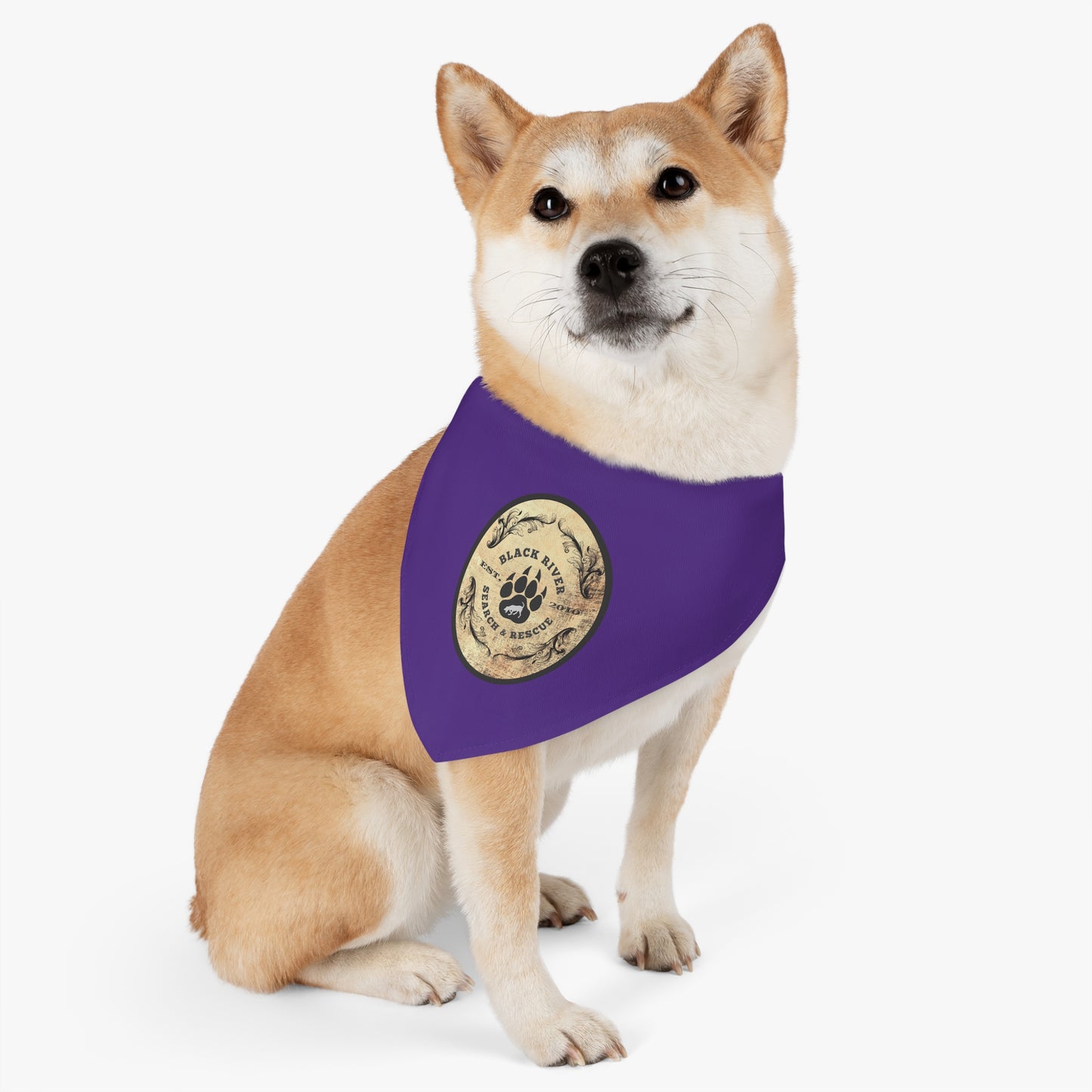 Purple Black River Search & Rescue Logo Pet Bandana Collar