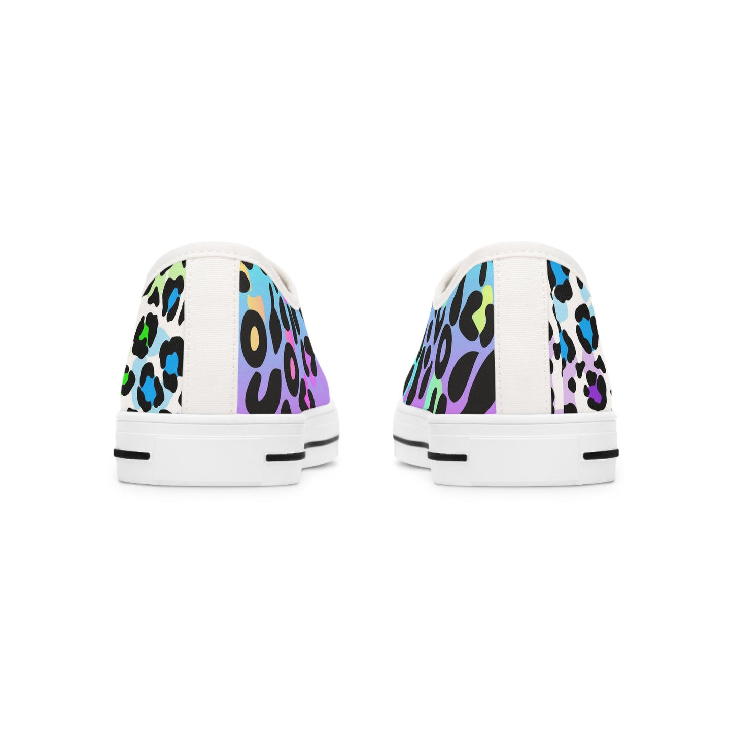 Women's Low Top Sneakers, Multicolor leopard print, Rainbow, Blue, Yellow, Aqua