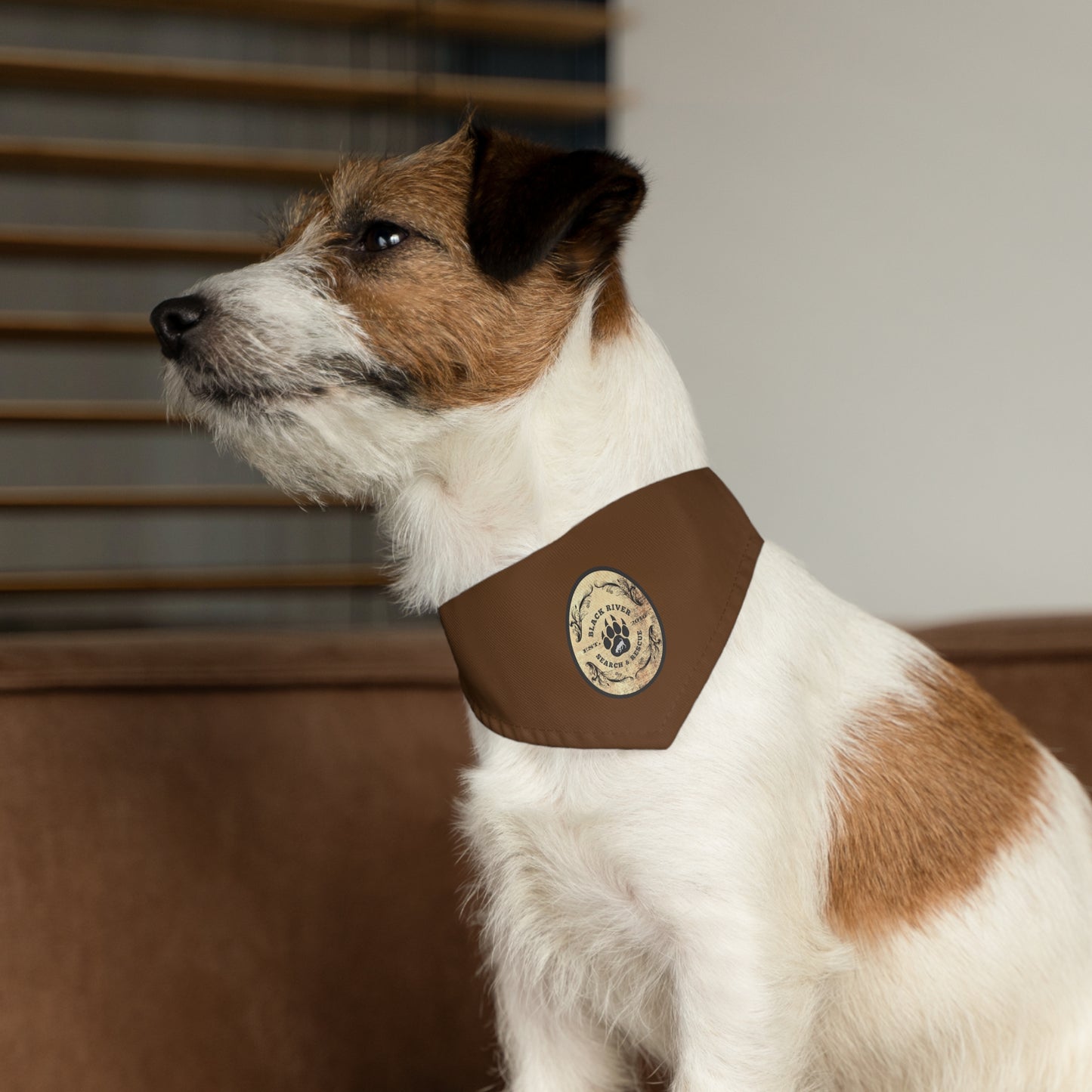 Brown Black River Search & Rescue Logo Pet Bandana Collar