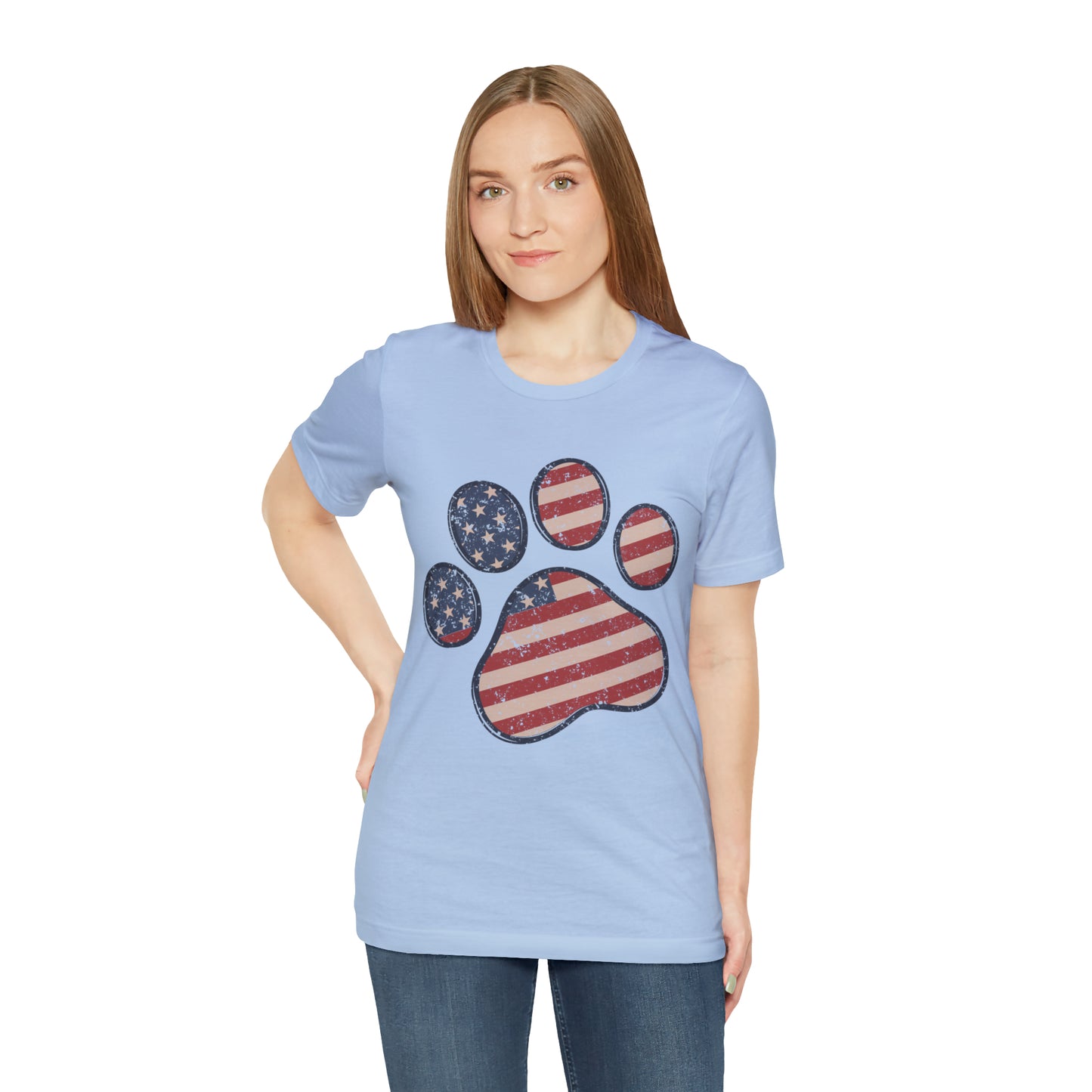 4th of July Pawprint Unisex Jersey Short Sleeve Tee Patriotic American Flag