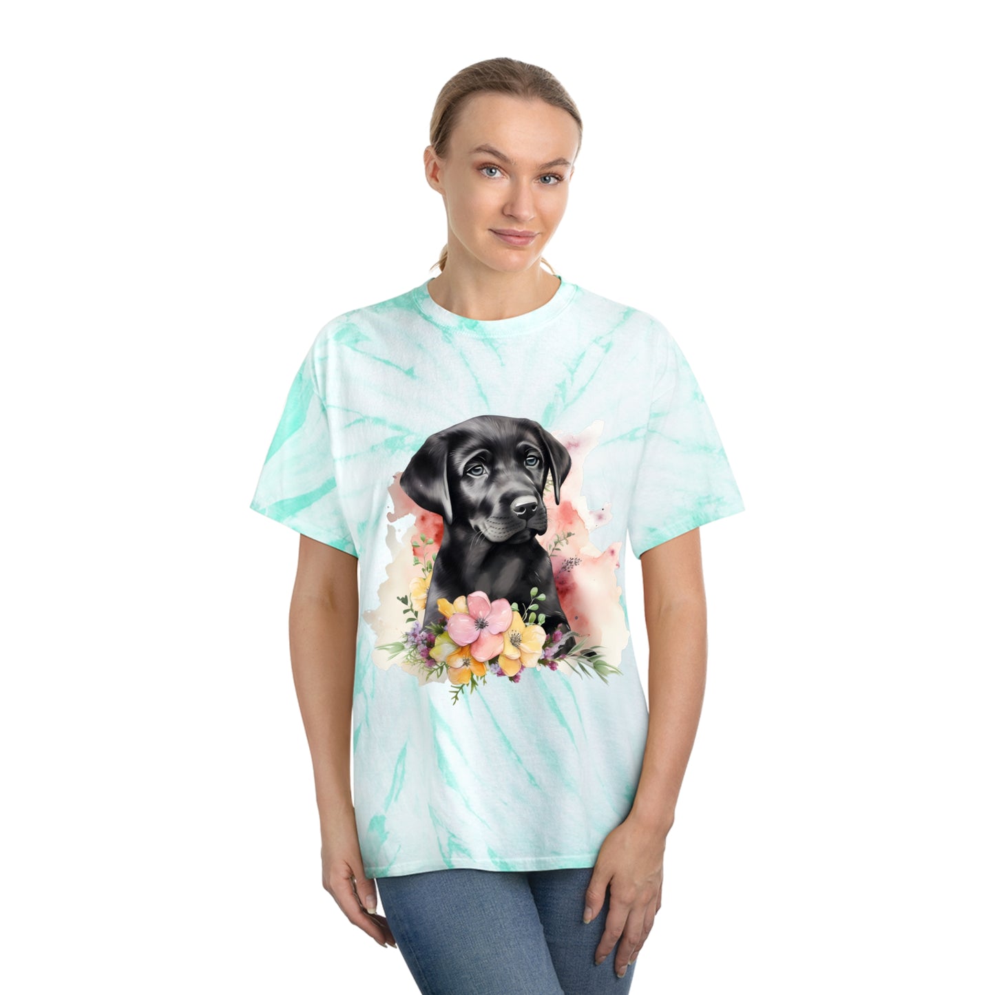 Black Lab pawprint Love Tie-Dye Tee, Cyclone