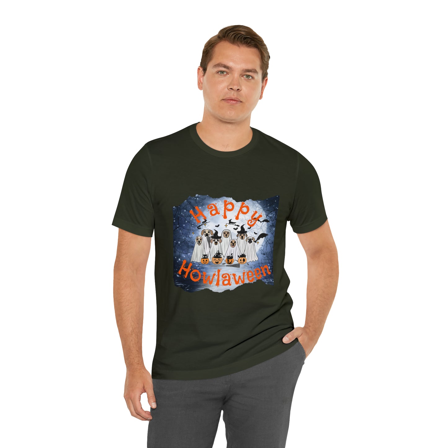 Happy Howlaween Dog Short Sleeve Tee, Halloween shirt