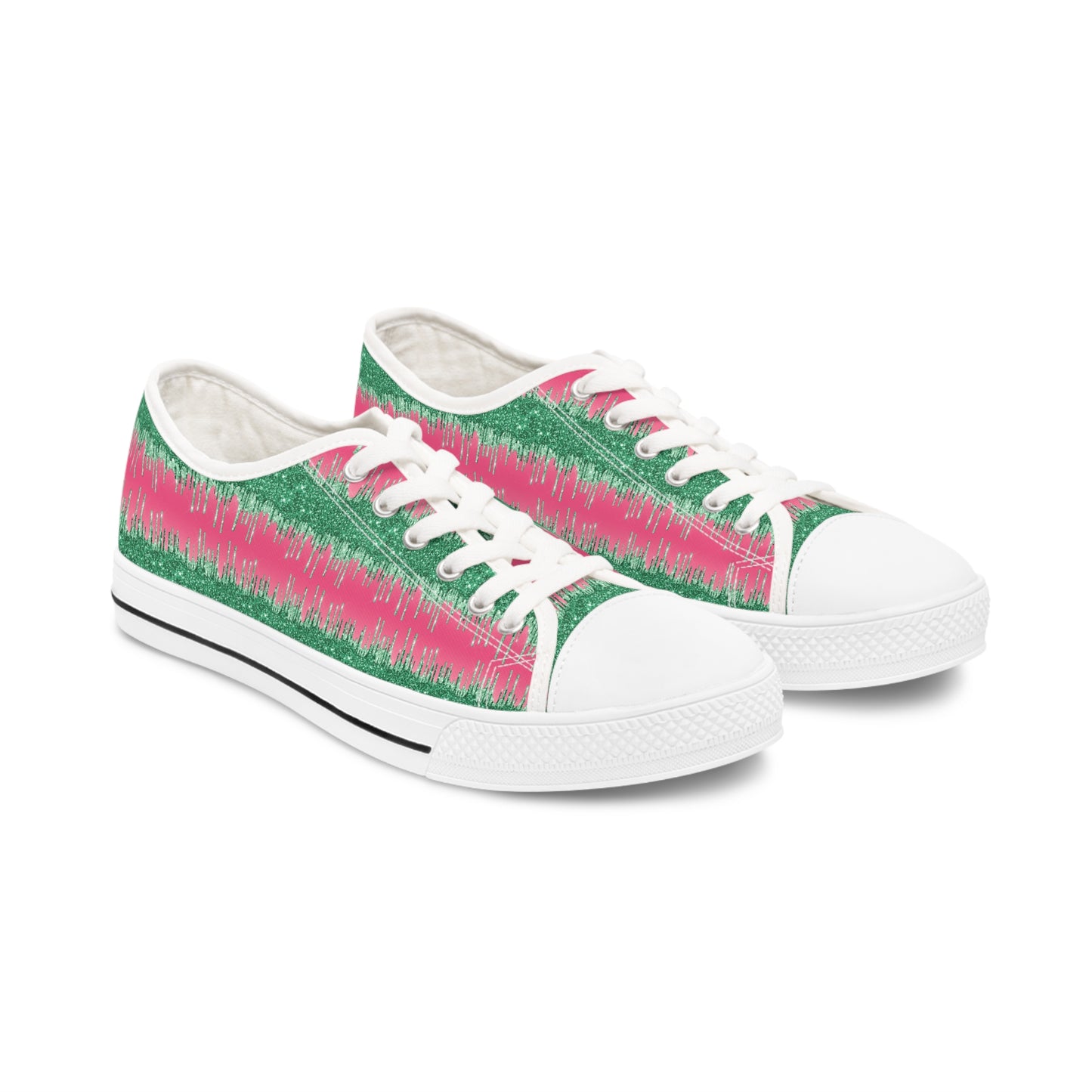 Pink and Green Women's Low Top Sneakers