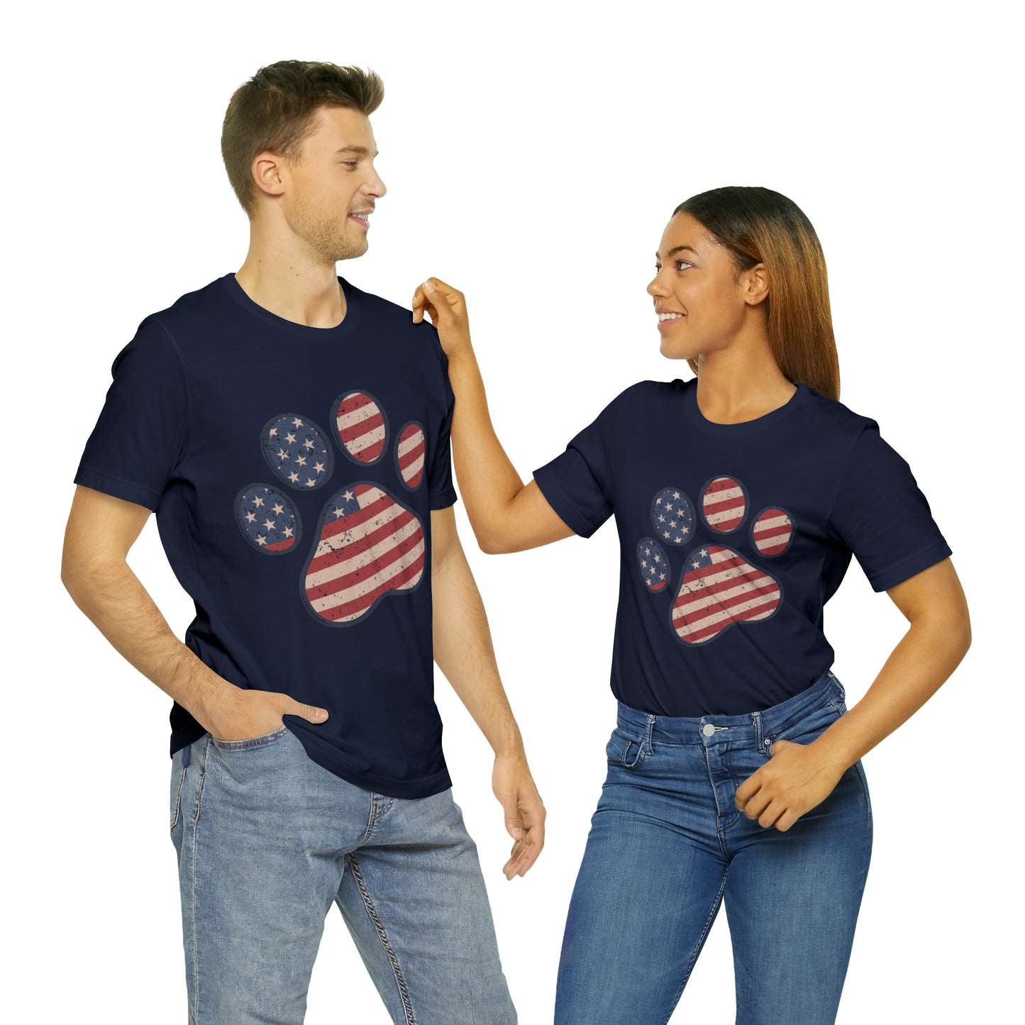 4th of July Pawprint Unisex Jersey Short Sleeve Tee Patriotic American Flag