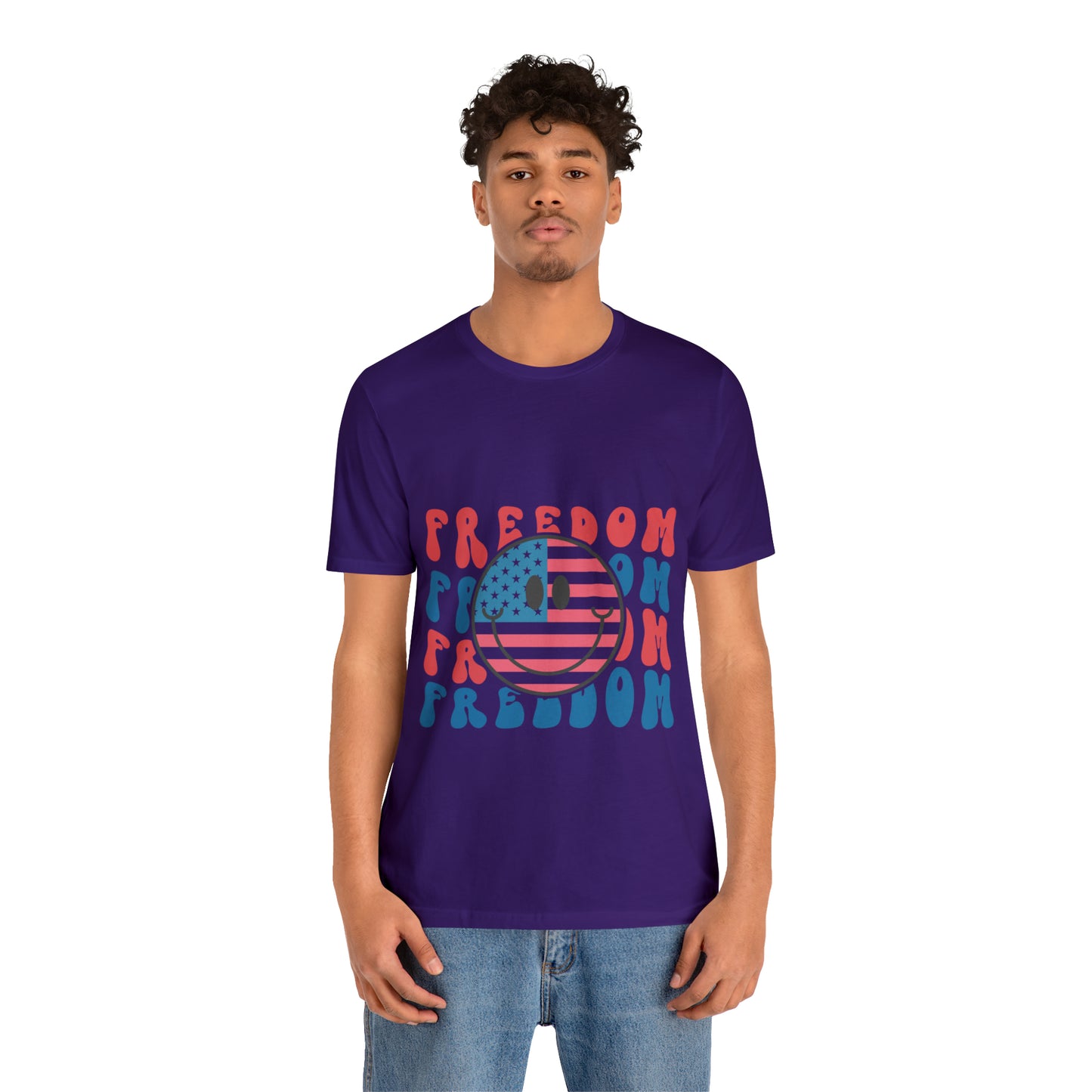 Freedom Smiley Face Flag Unisex Jersey Short Sleeve Tee Patriotic American Flag