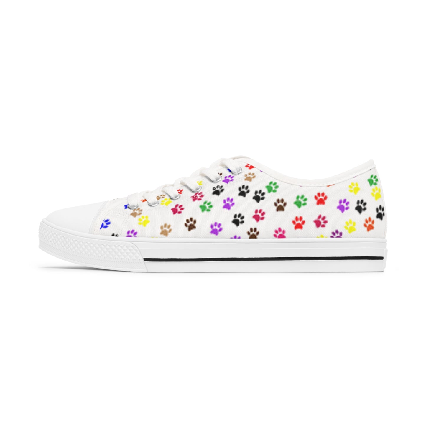 Women's Low Top Sneakers, Dog, Pawprints, Multicolor