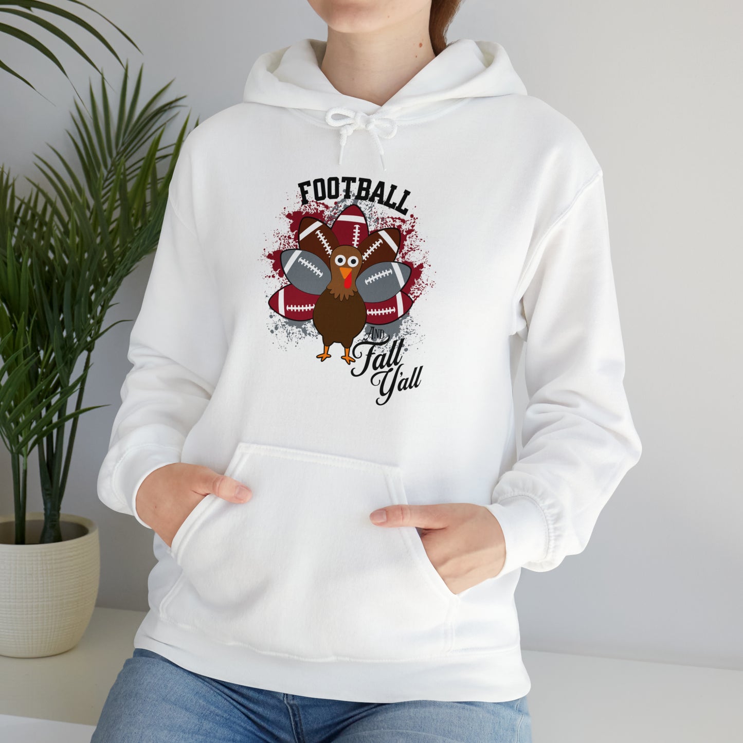 Custom Crimson and Gray Football and Fall Hooded Sweatshirt