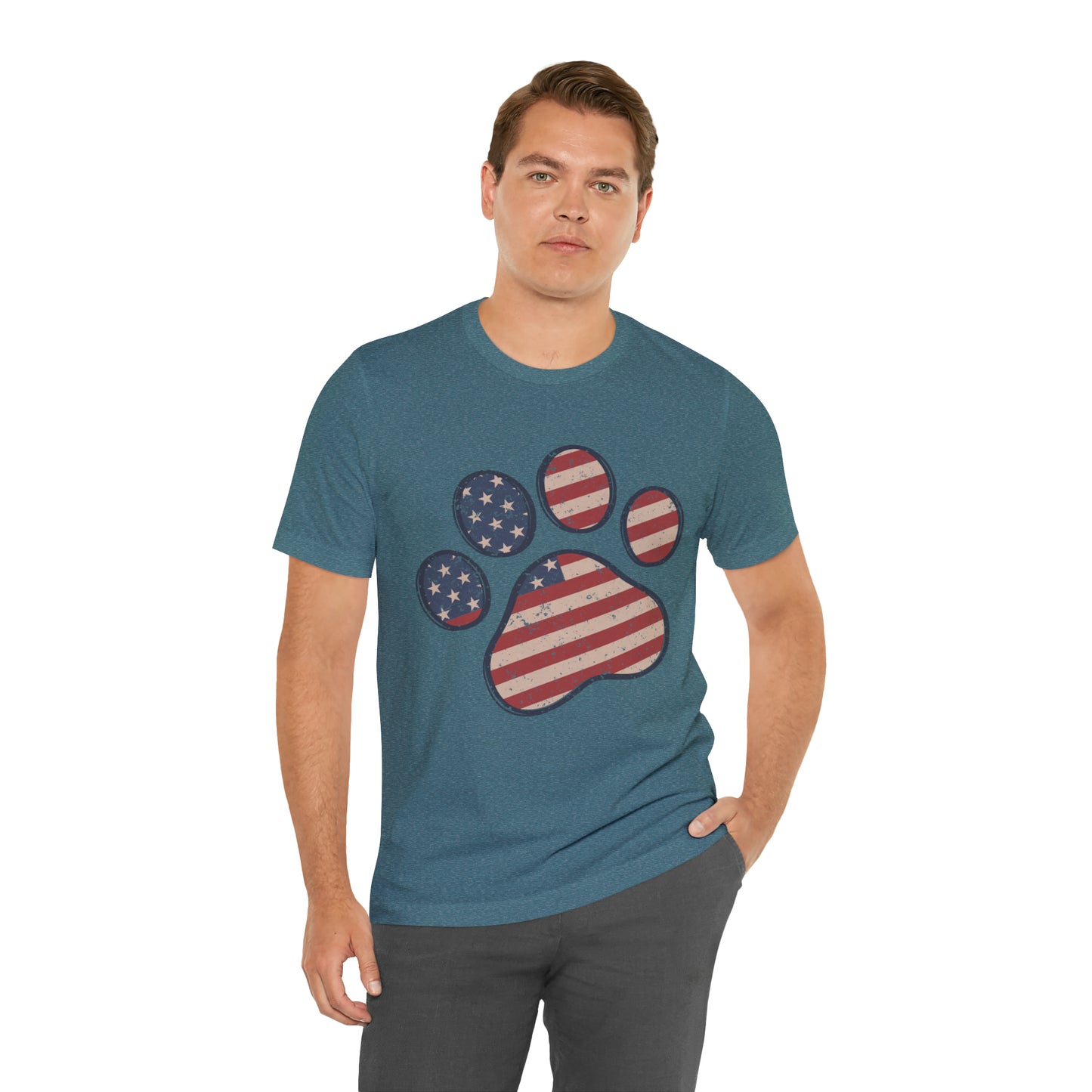4th of July Pawprint Unisex Jersey Short Sleeve Tee Patriotic American Flag