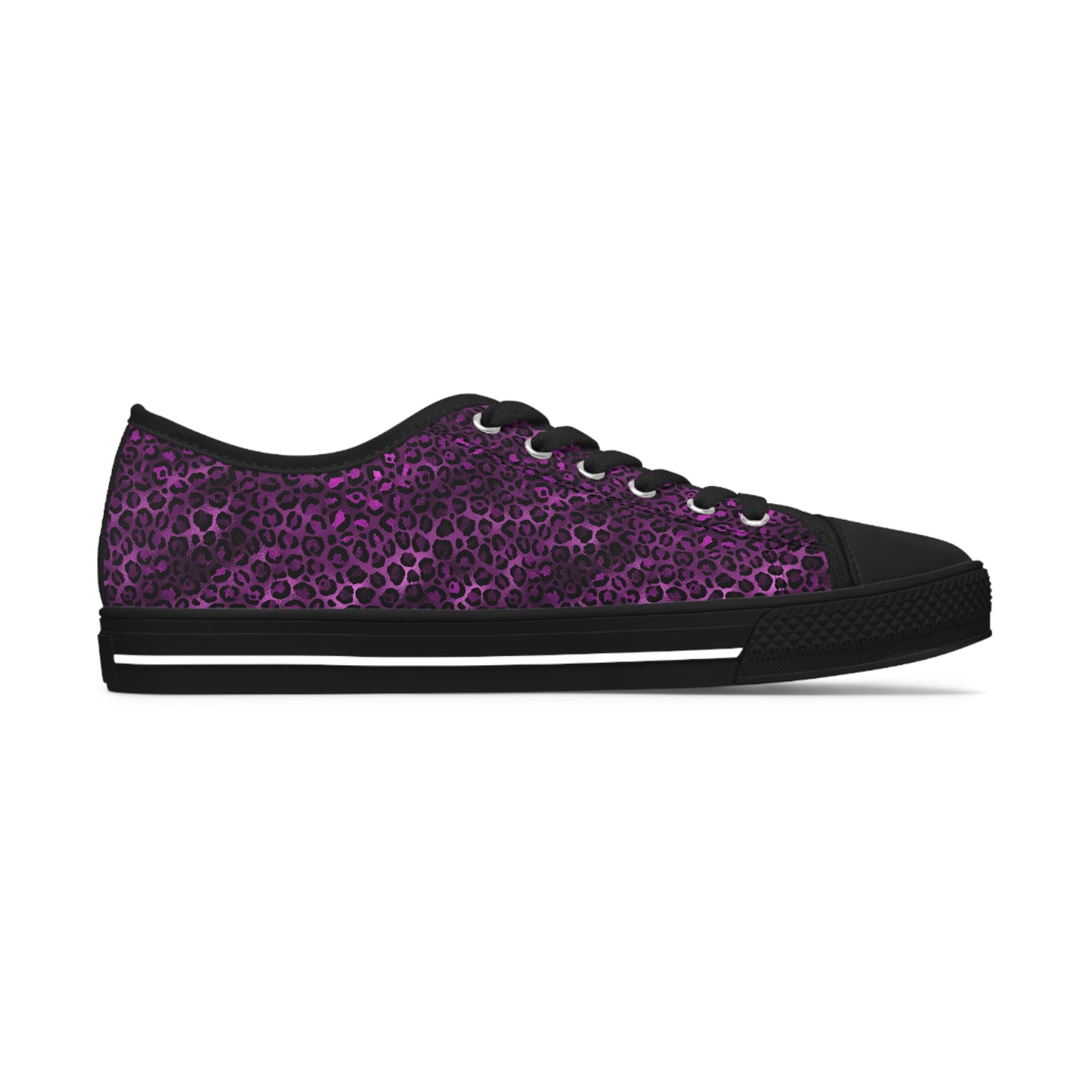 Women's Low Top Purple and Black Leopard Print Sneakers