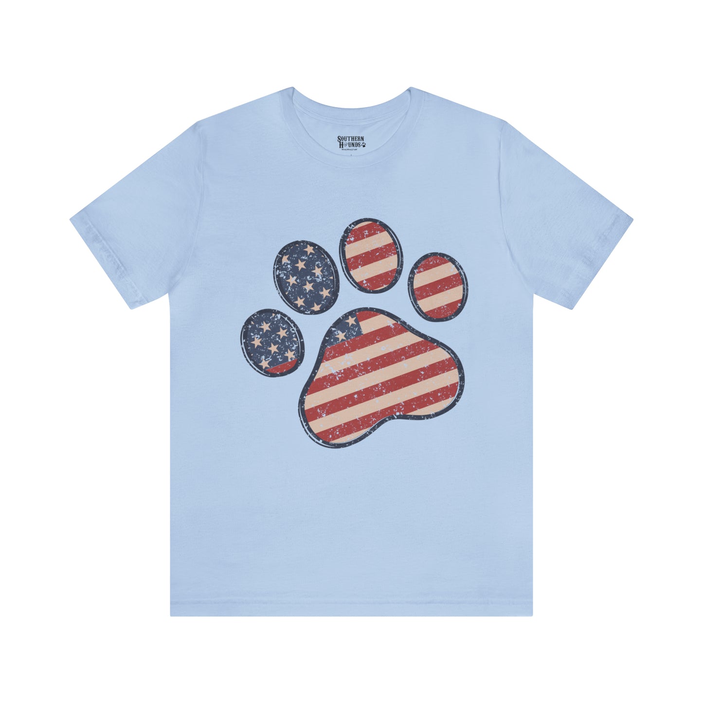 4th of July Pawprint Unisex Jersey Short Sleeve Tee Patriotic American Flag