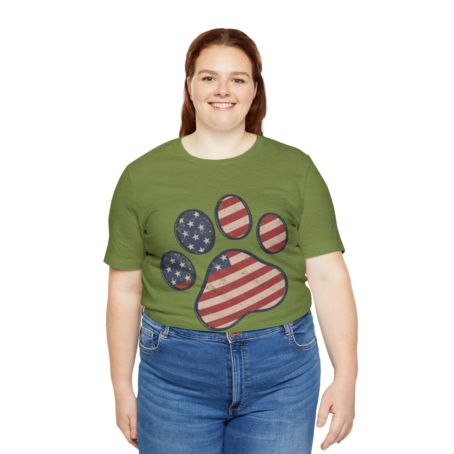 4th of July Pawprint Unisex Jersey Short Sleeve Tee Patriotic American Flag