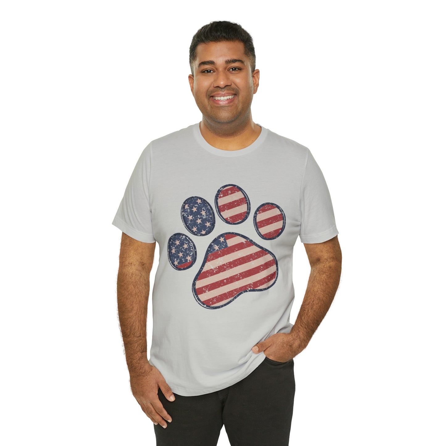 4th of July Pawprint Unisex Jersey Short Sleeve Tee Patriotic American Flag
