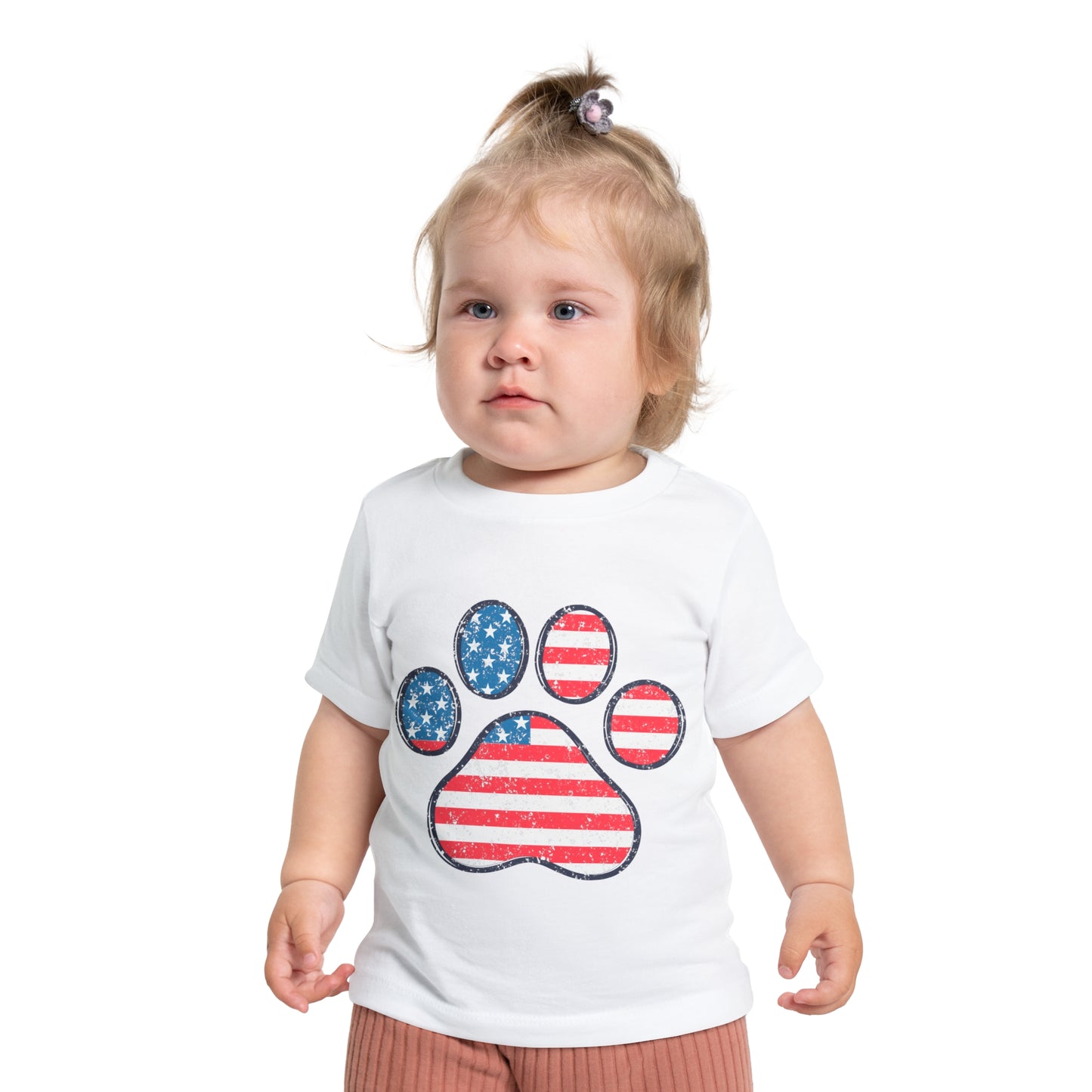 Paw Print Flag Baby Short Sleeve T-Shirt Patriotic